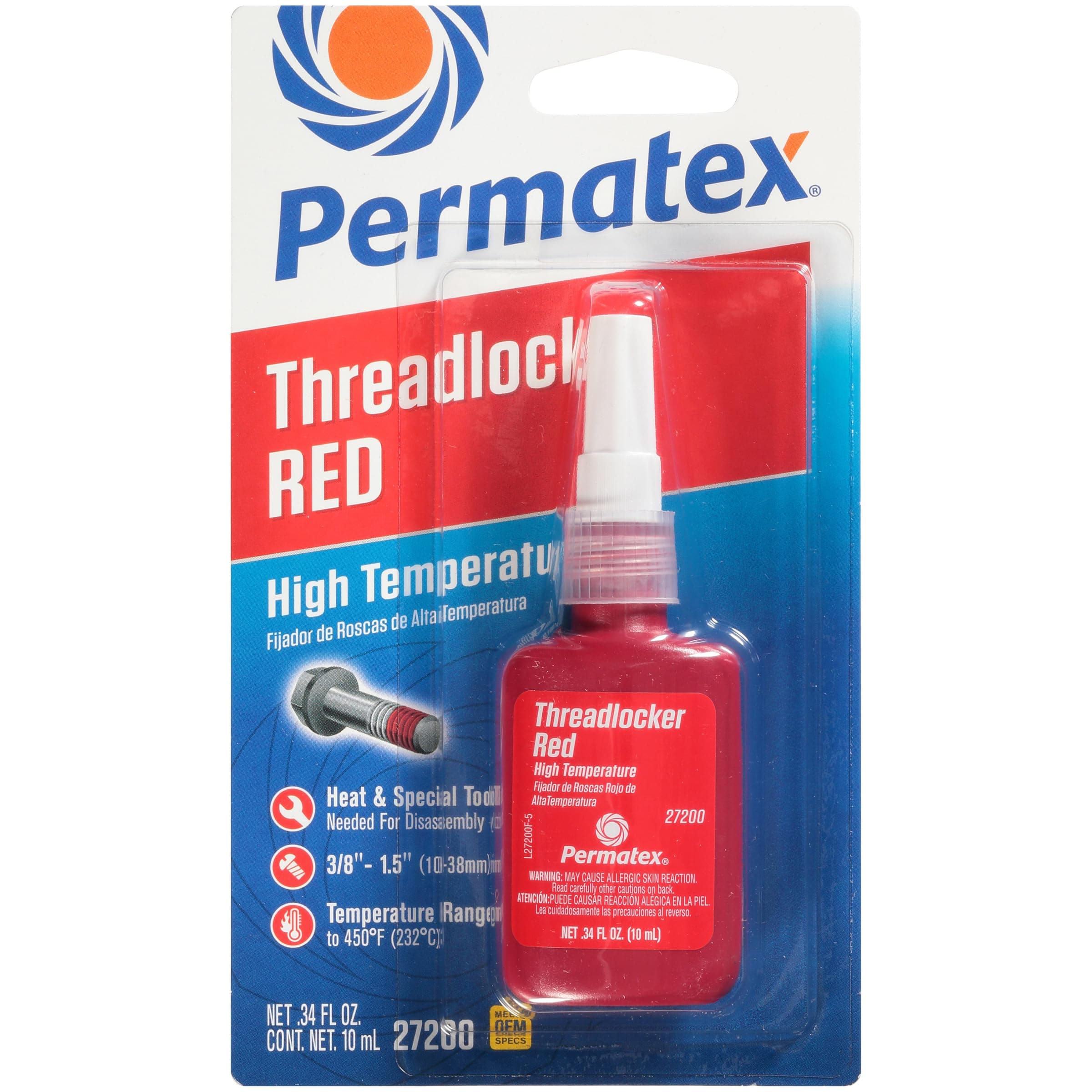 27200 Hiigh Temperature Threadlocker Red, 10 ml