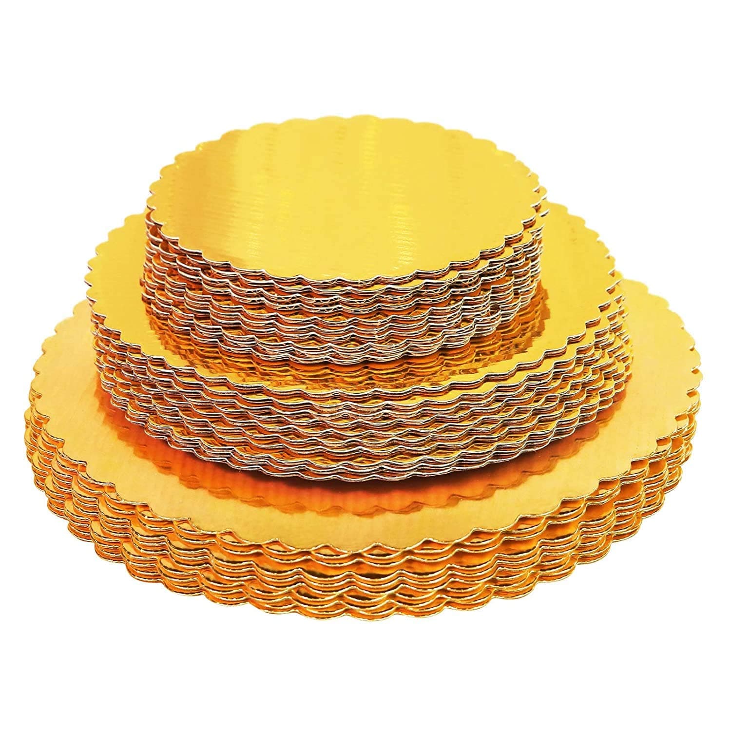 30-Pack Cake Board Rounds, Circle Cardboard Base Boards, 8, 10 and 12-Inch. Perfect for Cake Decorating, 10 of Each Size (Gold, 30)