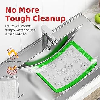 HOTPOP Set of 4 Reusable Silicone Macaron Baking Mats 0.75mm (2 Half Sheet Liners and 2 Quarter Sheets),Non Stick Silicon Liner for Bake Pans & Rolling - Macaron/Pastry/Cookie/Bun/Bread Making