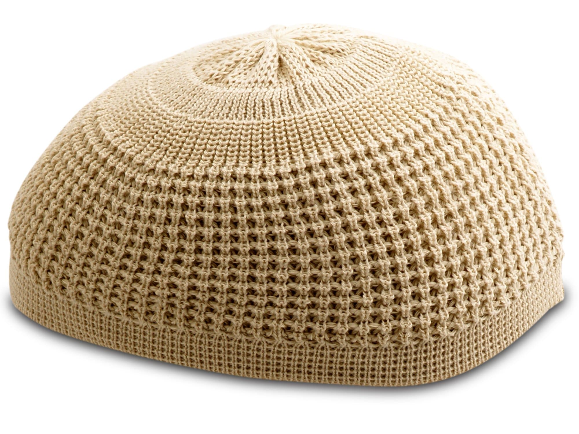 Muslim Bookmark Solid Colored Elastic Skull Cap Kufi Hats (Cream) Apparel