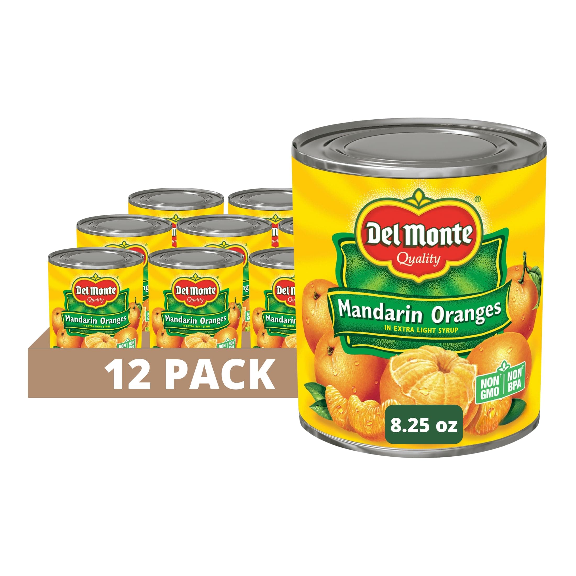 Del Monte Mandarin Oranges in Extra Light Syrup, 8.25 oz Can (Pack of 12)