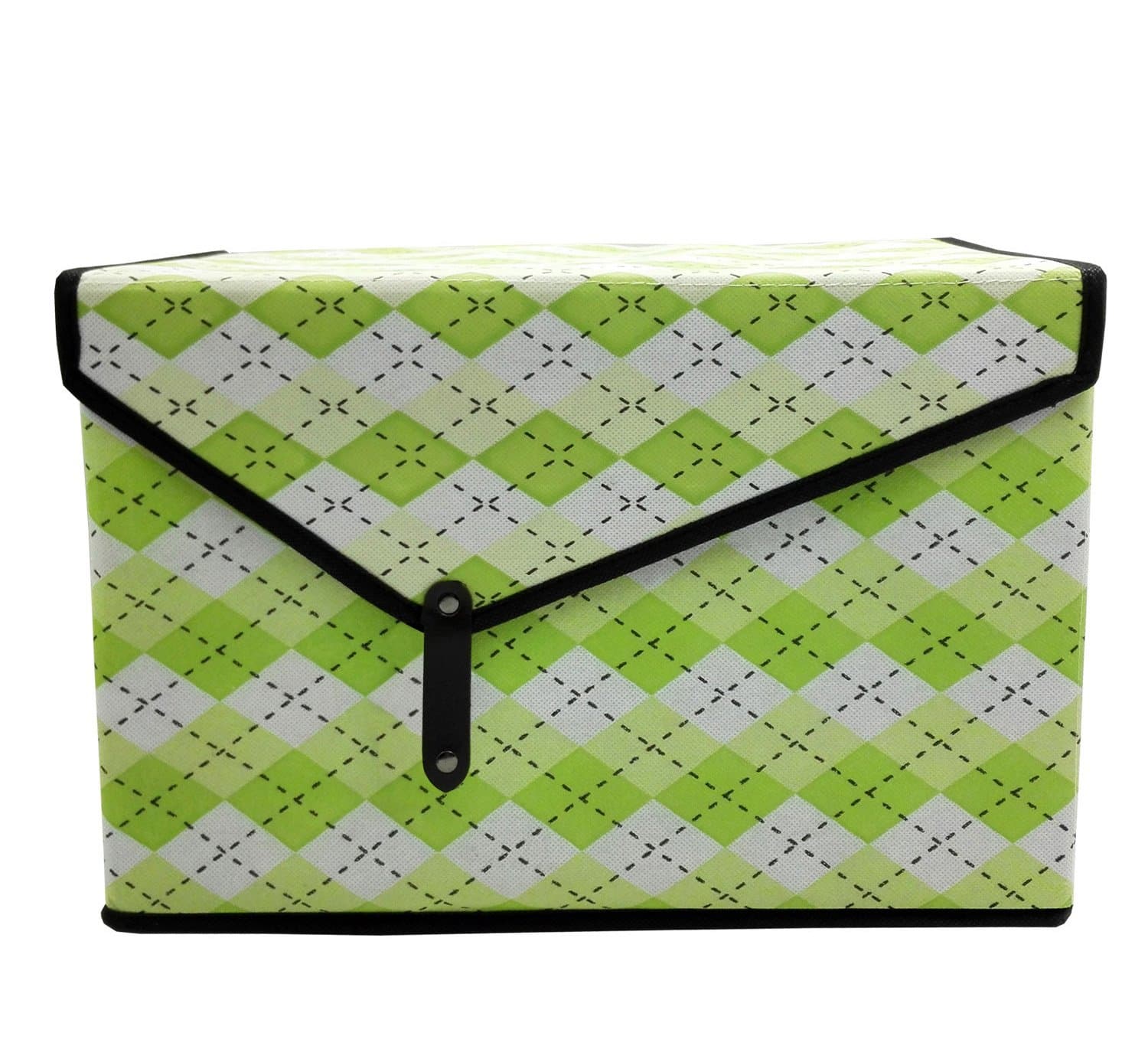 Storage Box, Foldable Non-Woven Fabric Flip Top Lidded, Green, Large