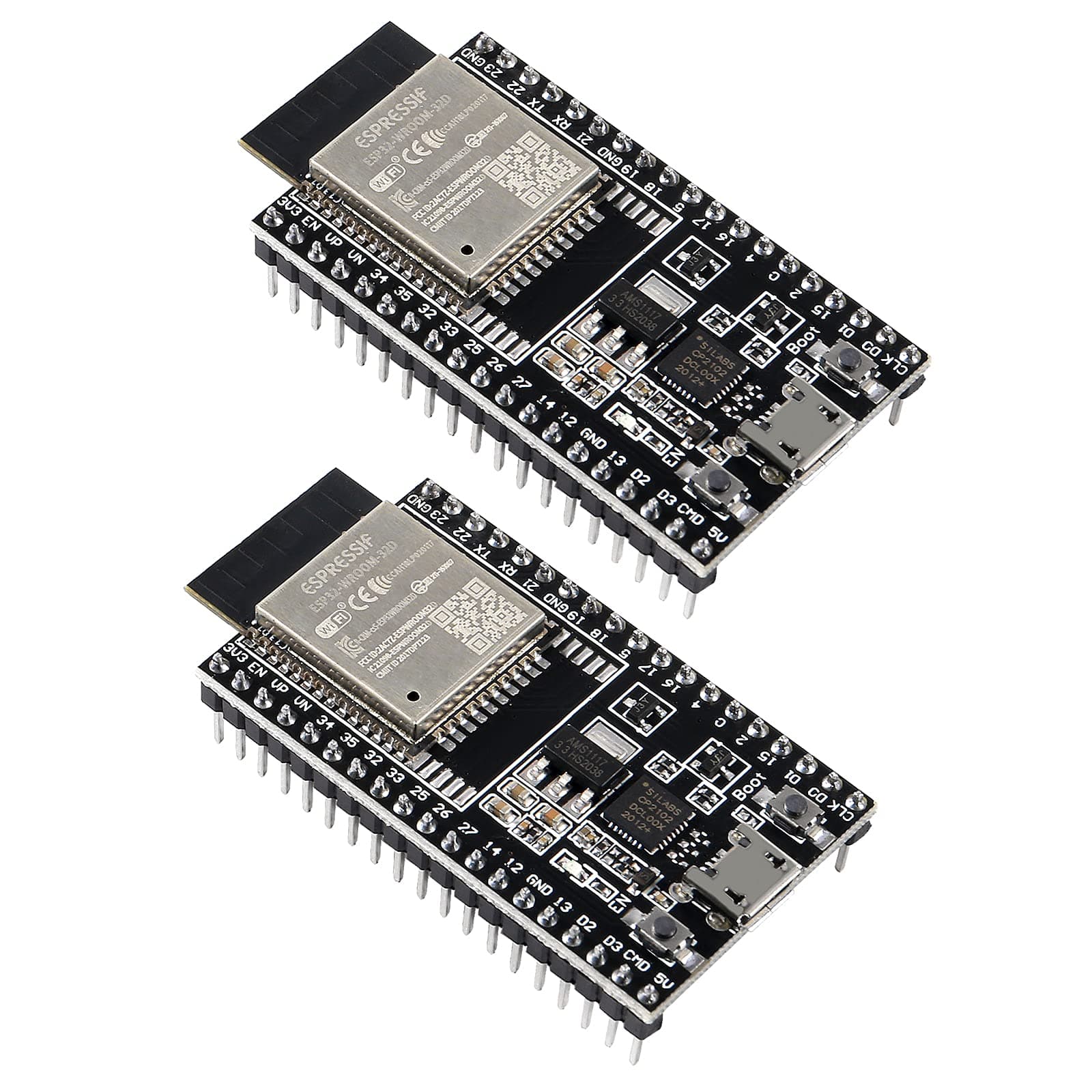 2 Sets ESP32-DevKitC core Board ESP32 Development Board ESP32-32D WiFi+Bluetooth Compatible IoT NodeMCU-32 with 38Pins ESP32 Type-C USB and Micro USB Expansion Board