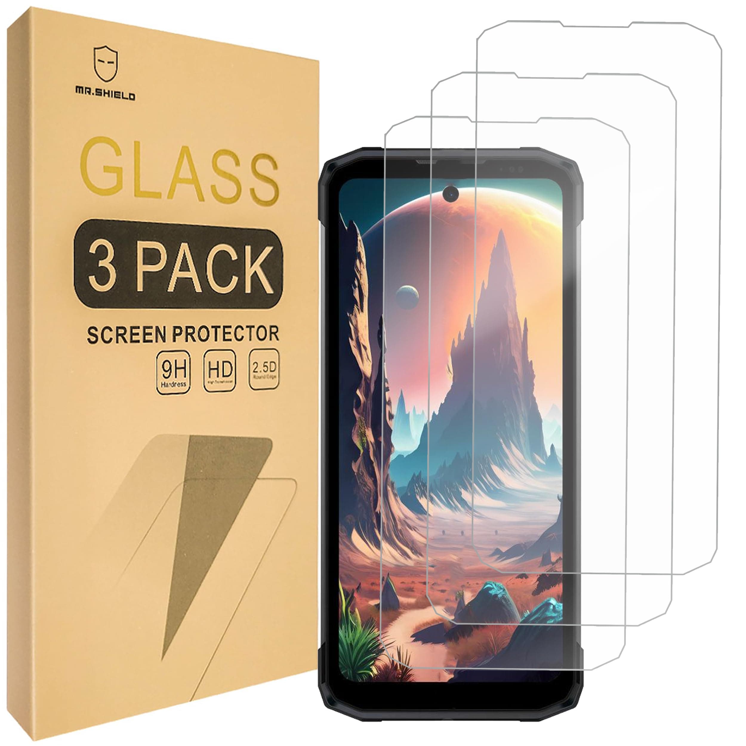 Mr.Shield Screen Protector compatible with DOOGEE Fire 6 / Fire 6 Power [3-PACK] [Tempered Glass] [Japan Glass with 9H Hardness]