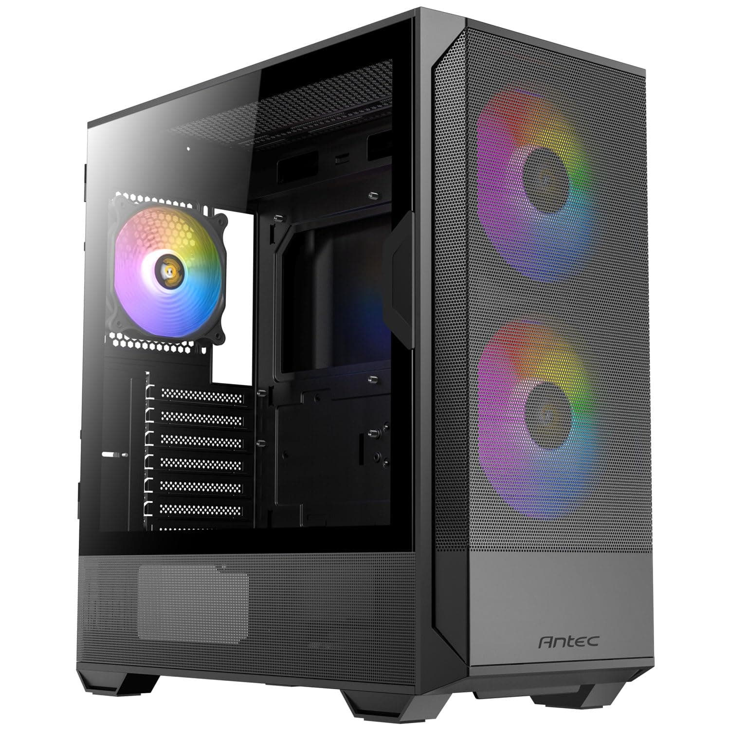 AntecNX416L, High Airflow Mesh Front Panel, 2 x 160mm & 1 x 120mm ARGB Fans Included, Type-C, Tempered Glass Hinge Side Panel, Up to 11 Fans, 360mm Radiator Support, Mid-Tower ATX Gaming Case