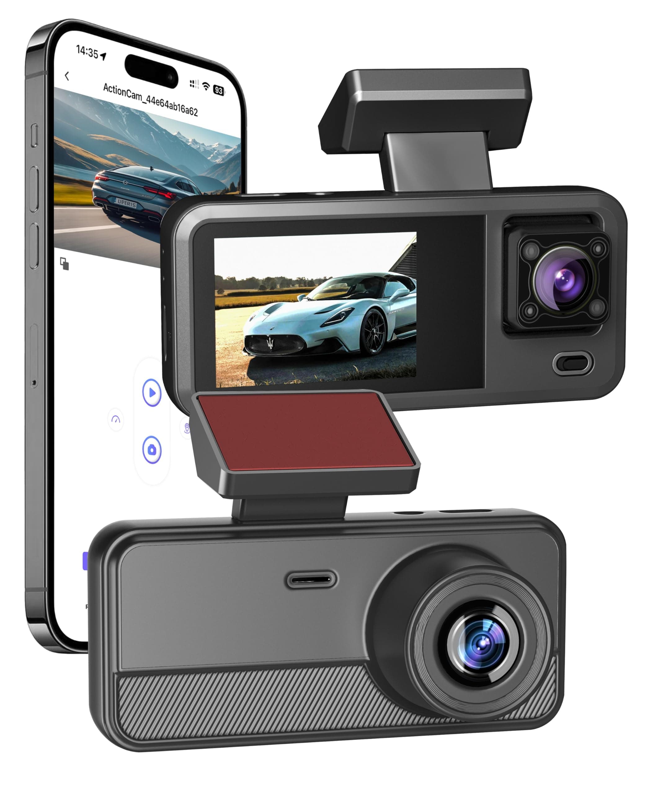 Dash Camera for Car, 1080P WiFi Front Dual Channel Dash Cam, Dash Camera for Cars 2.0" IPS Screen, Loop Recording, App Control, G-Sensor, Night Vision, Parking Mode, Support Max 64G