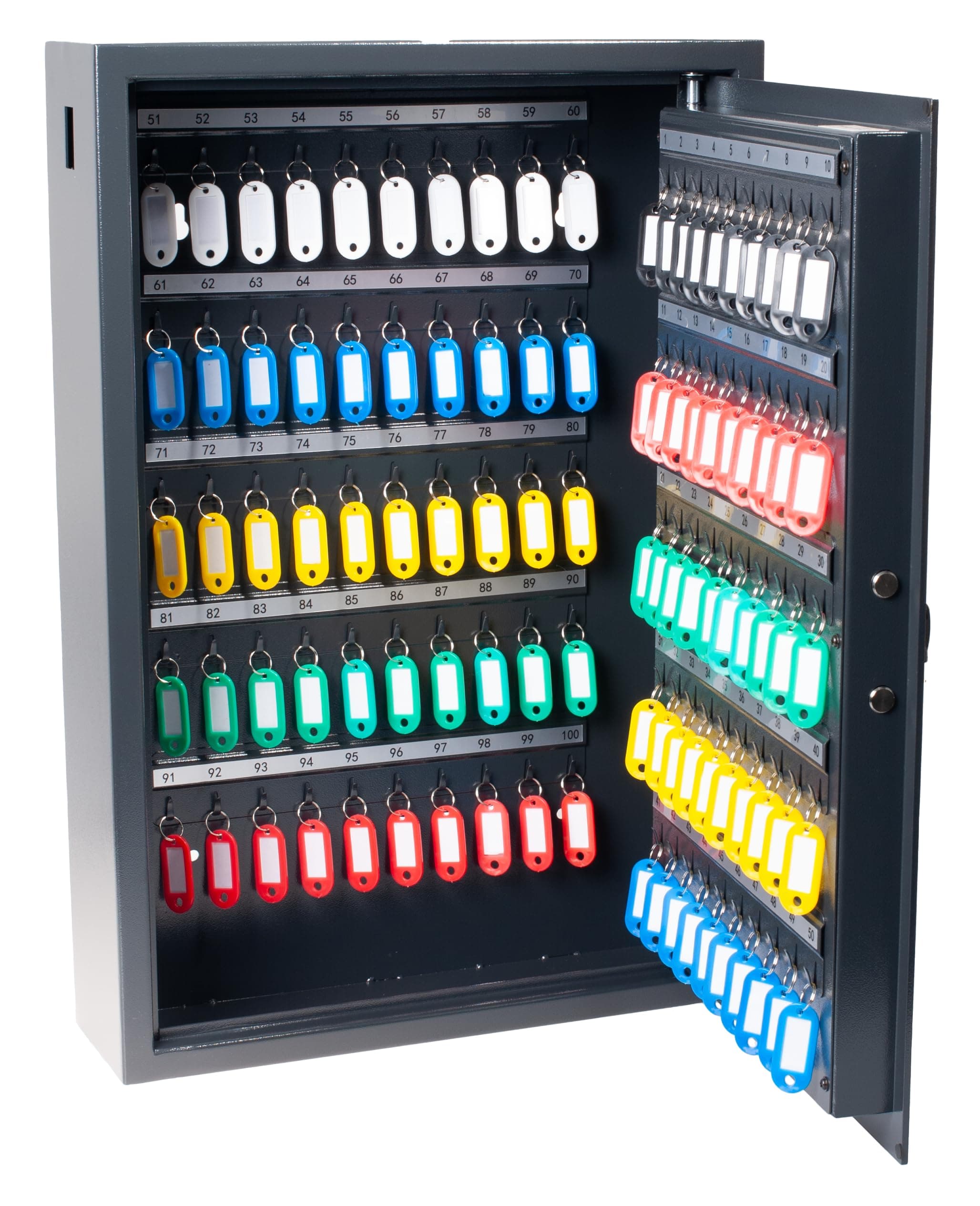 8056019 Key Box/Cabinet/High Security Safe with Electronic Lock 100 Hooks with Side Slot – Dark Grey