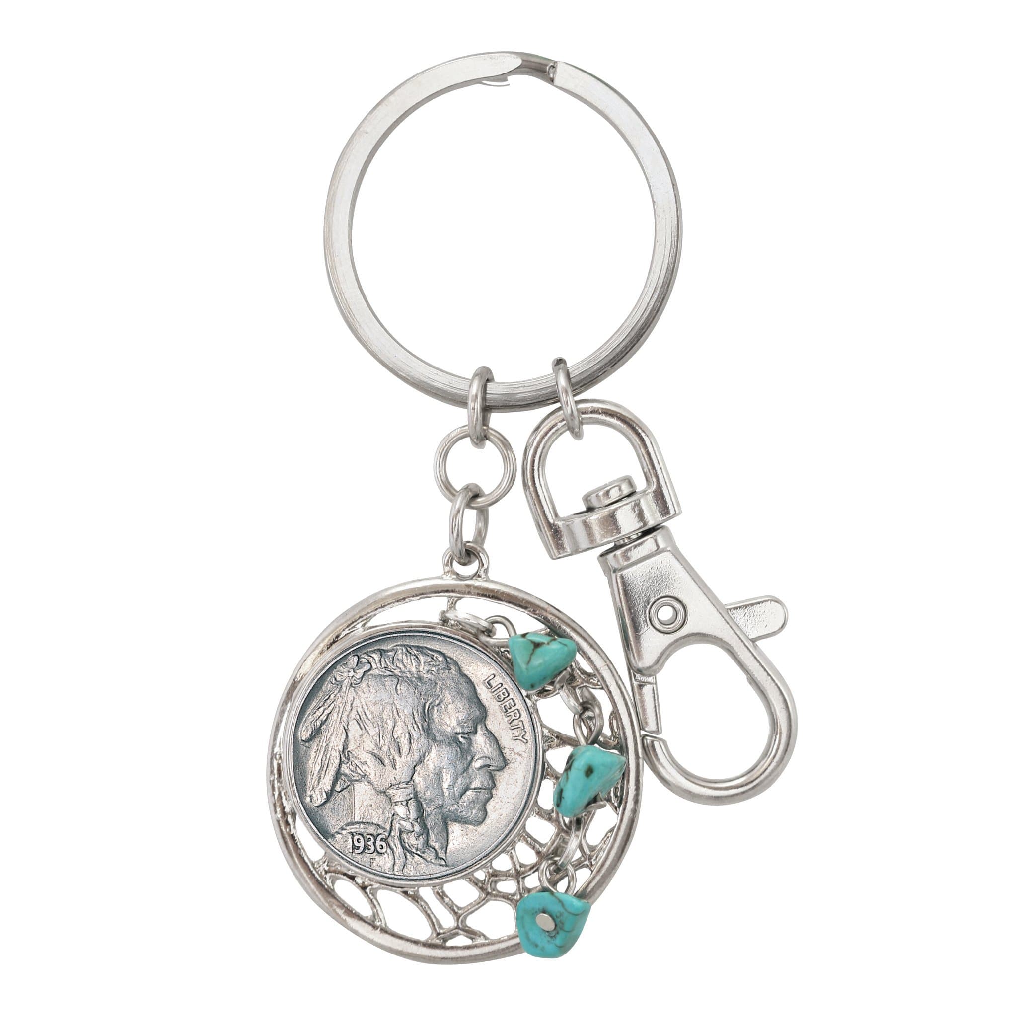 Buffalo Nickel Dream Catcher Keychain