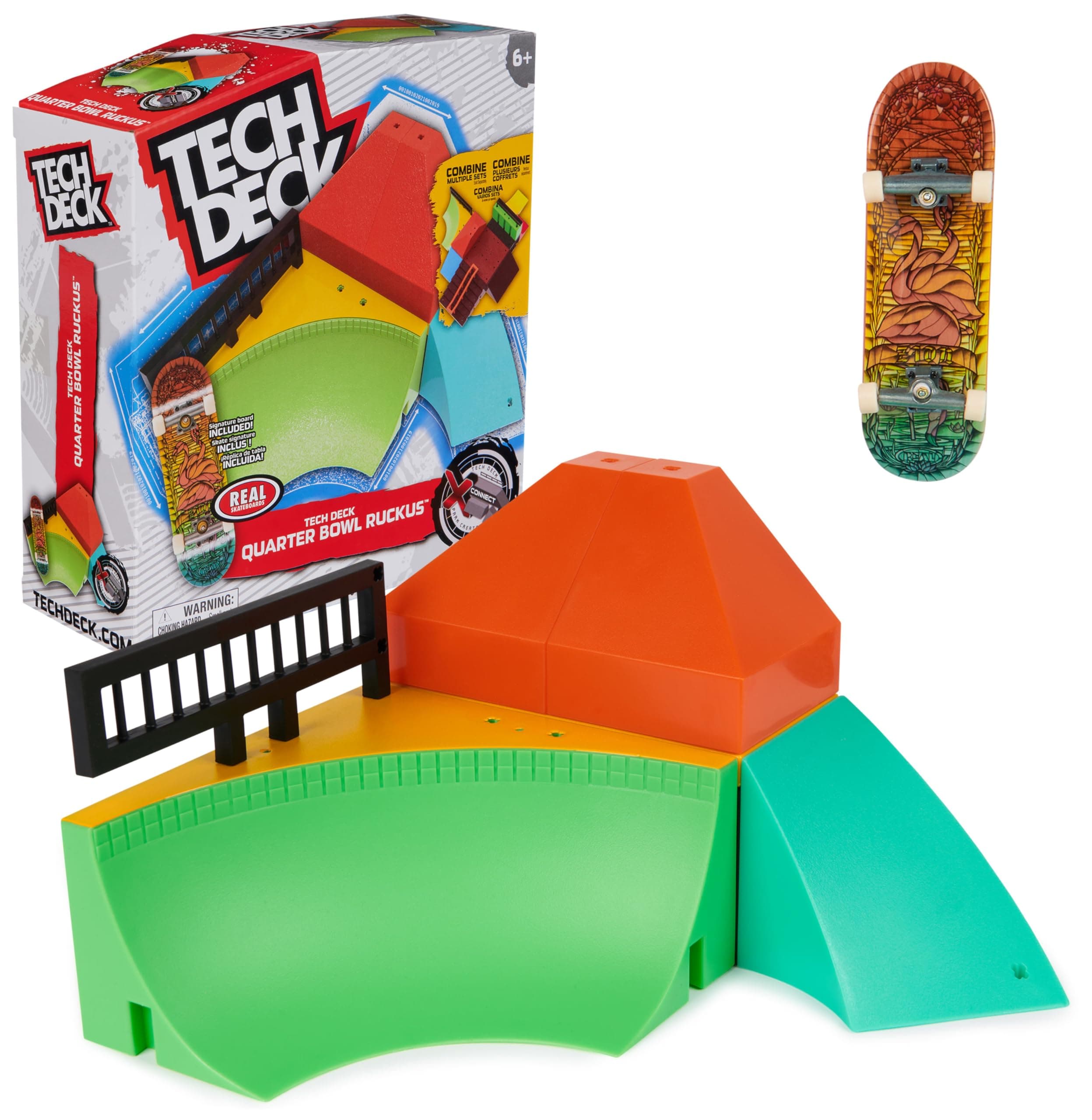 Tech Deck, Quarter Bowl Ruckus X-Connect Park Creator, Customisable and Buildable Ramp Set with Exclusive Fingerboard, Kids’ Toy for Ages 6 and up