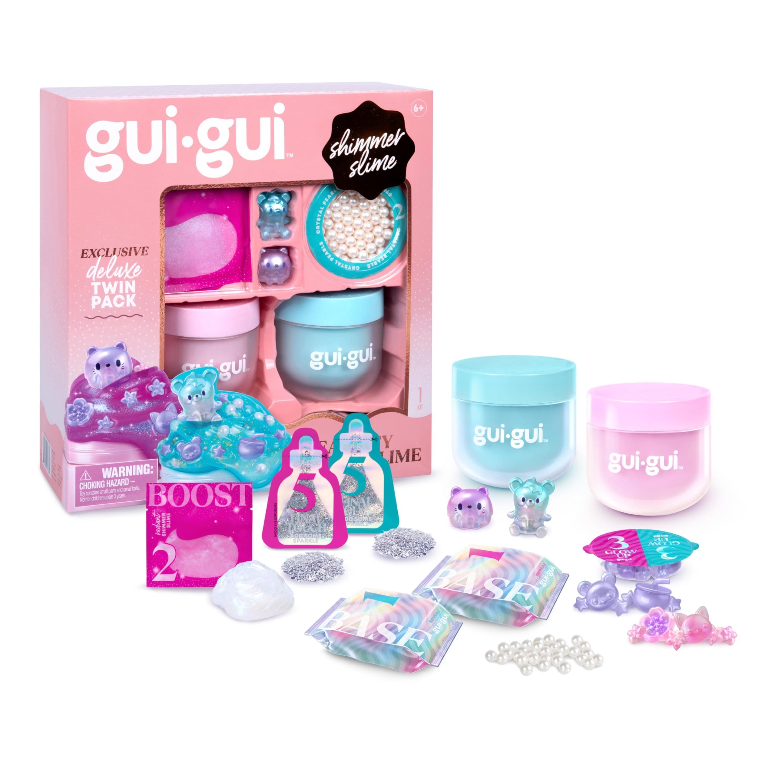GUI GUI Slime Kit for Kids - Scented Shimmer Deluxe Duo Pack, Iridescent Slime for Kids, 5 Step DIY Process to Customize Your Ultimate Glow-Up, Resealable and Reusable Container, ASMR Experience