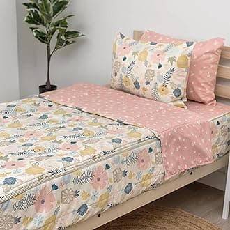 Beddy's Flower Blossoms Girls Durable Zipper Bedding for Kids, Bed in a Bag, Floral Sheets and Comforter, Easy to Make and Wash, Includes Pillowcase and Pillow Sham, Super Soft All Season