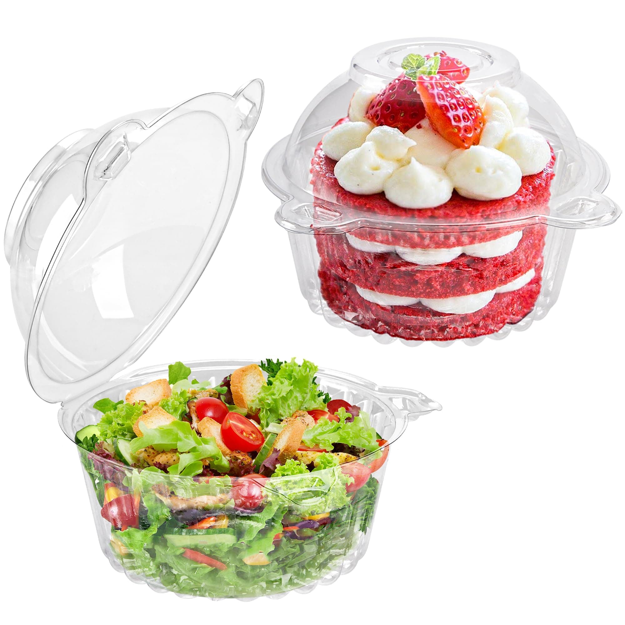 NPLUX 50 Pack Individual Cupcake Containers Plastic Cupcake Holders Deep Dome Muffin Containers