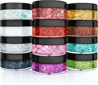 Body Glitter, Face Glitter, Hair Glitter,YGQQOY Holographic Concerts Festival Rave Chunky Glitter Gel, 12 Colors