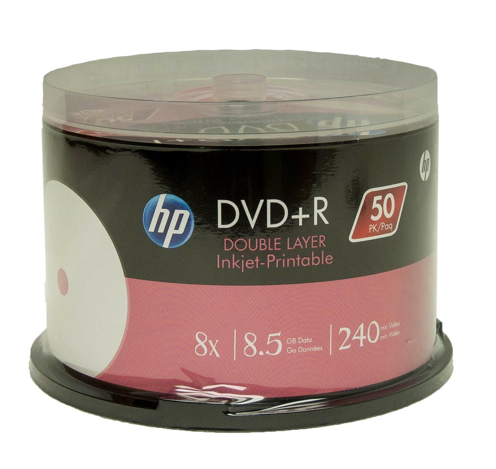 Hp Dvd+R Dl Double Layer 8X 8.5Gb White Inkjet Printable 50 Pack In Spindle
