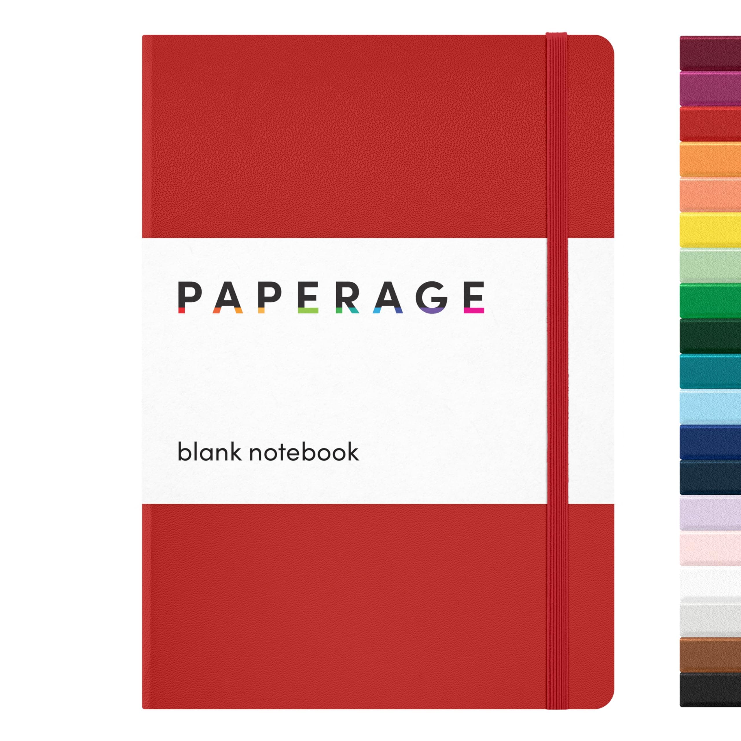 PAPERAGE Blank Journal Notebook, (Red), 160 Pages, Medium 5.6 in x 8 in - 100 GSM Thick Paper – Hardcover Journaling Notebook for Work, School, Note Taking or Sketching
