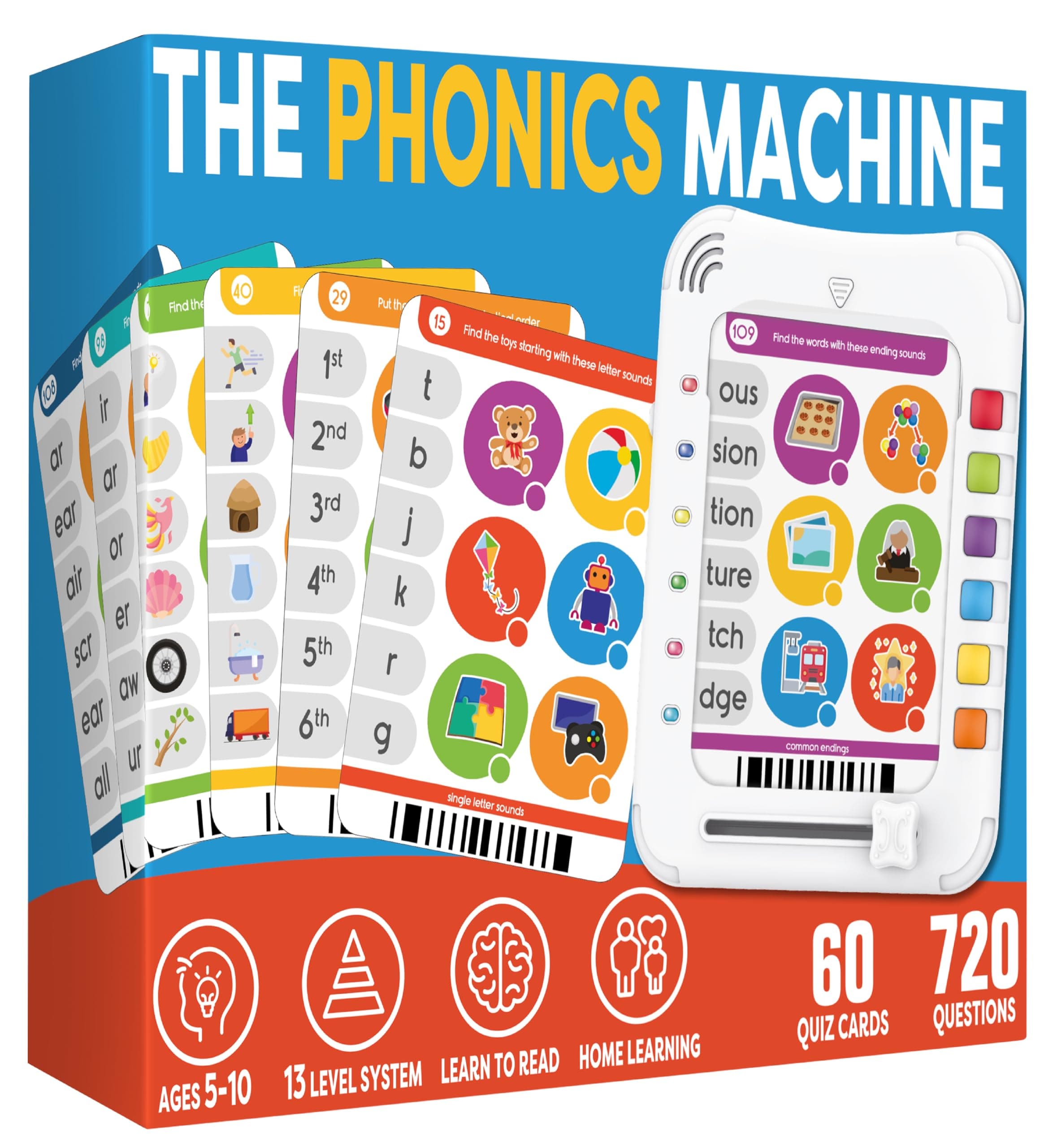 Phonics Learning Pad - Electronic Phonics Reading Game for Kids ages 5-11 - Learn to Read in 720 Phonic and Letter Sound Questions - Vowels, Consonant Blends, Digraphs, Diphthongs