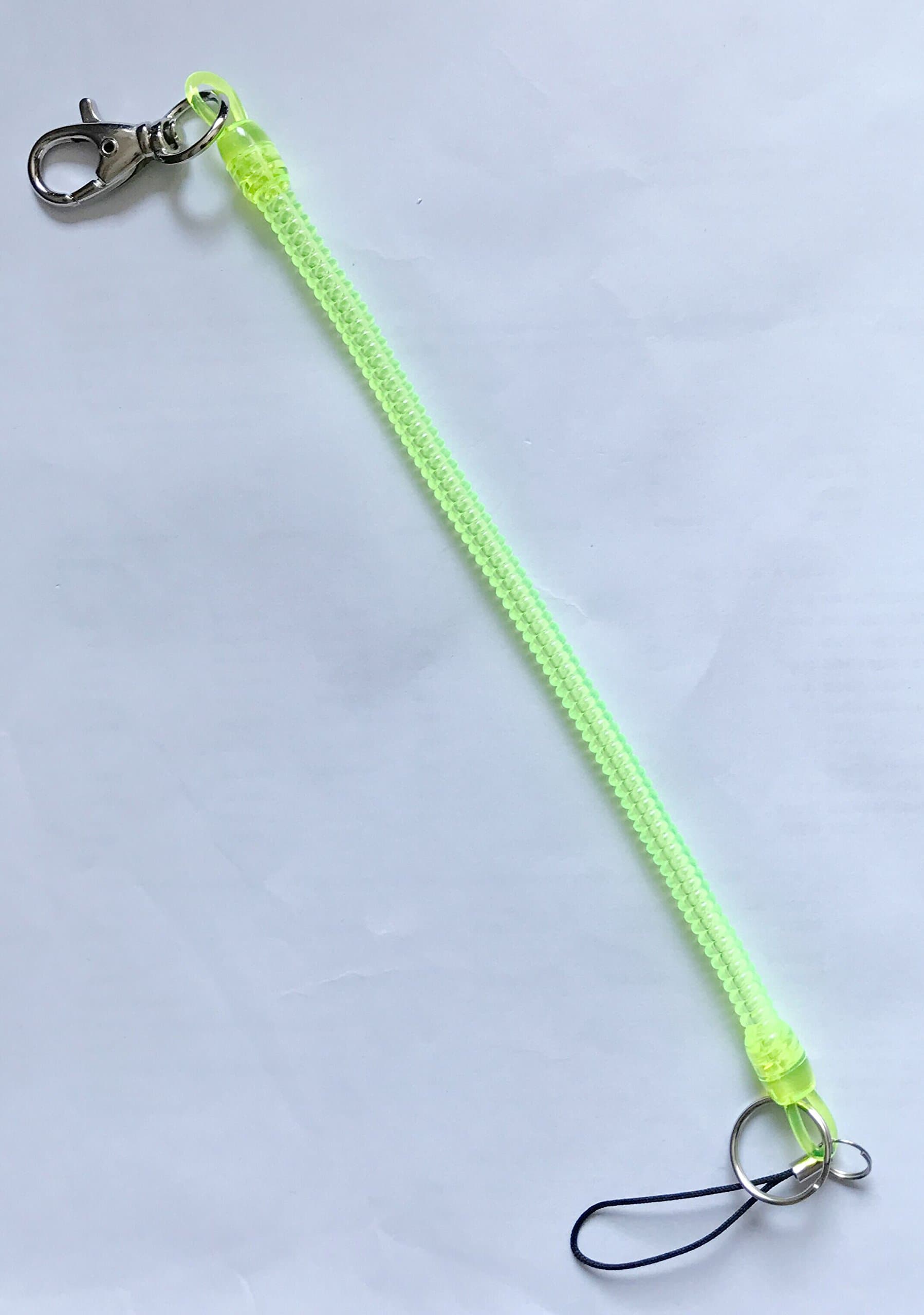 Lobster Clasp Plastic Spring Coiled Strap Lanyard Coil Cord Stretch Tether Keychain (Yellow)