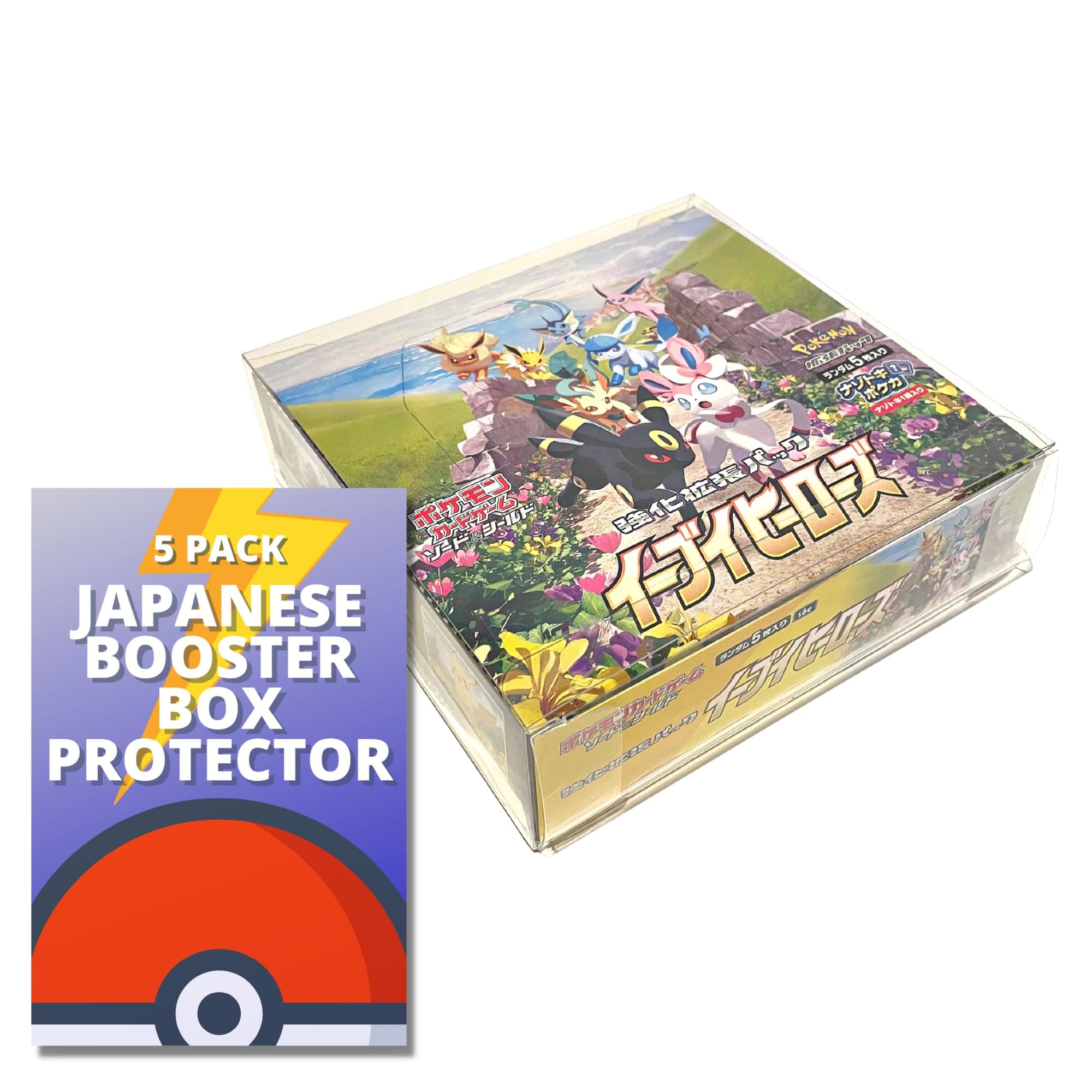 Japanese Pokemon Booster Box Protective Case (5 Pack) - Clear Plastic Display Box for Japanese Booster, Convenient, Stackable Storage Solution for Collectors Gifts Pokemon Cards Protector