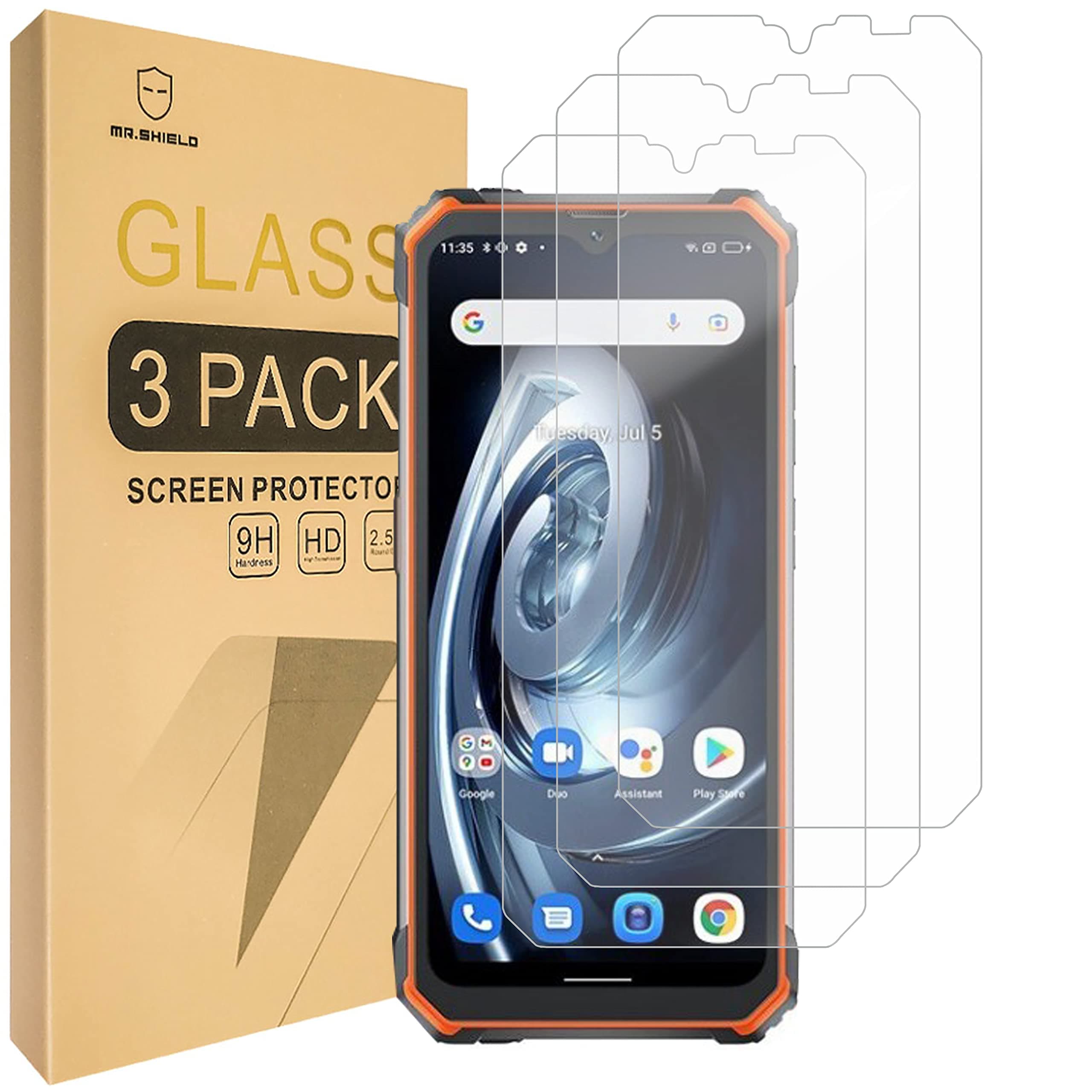 Mr.Shield Screen Protector For Blackview BV7100 [Tempered Glass] [9H Hardness] [3-Pack] Screen Protector