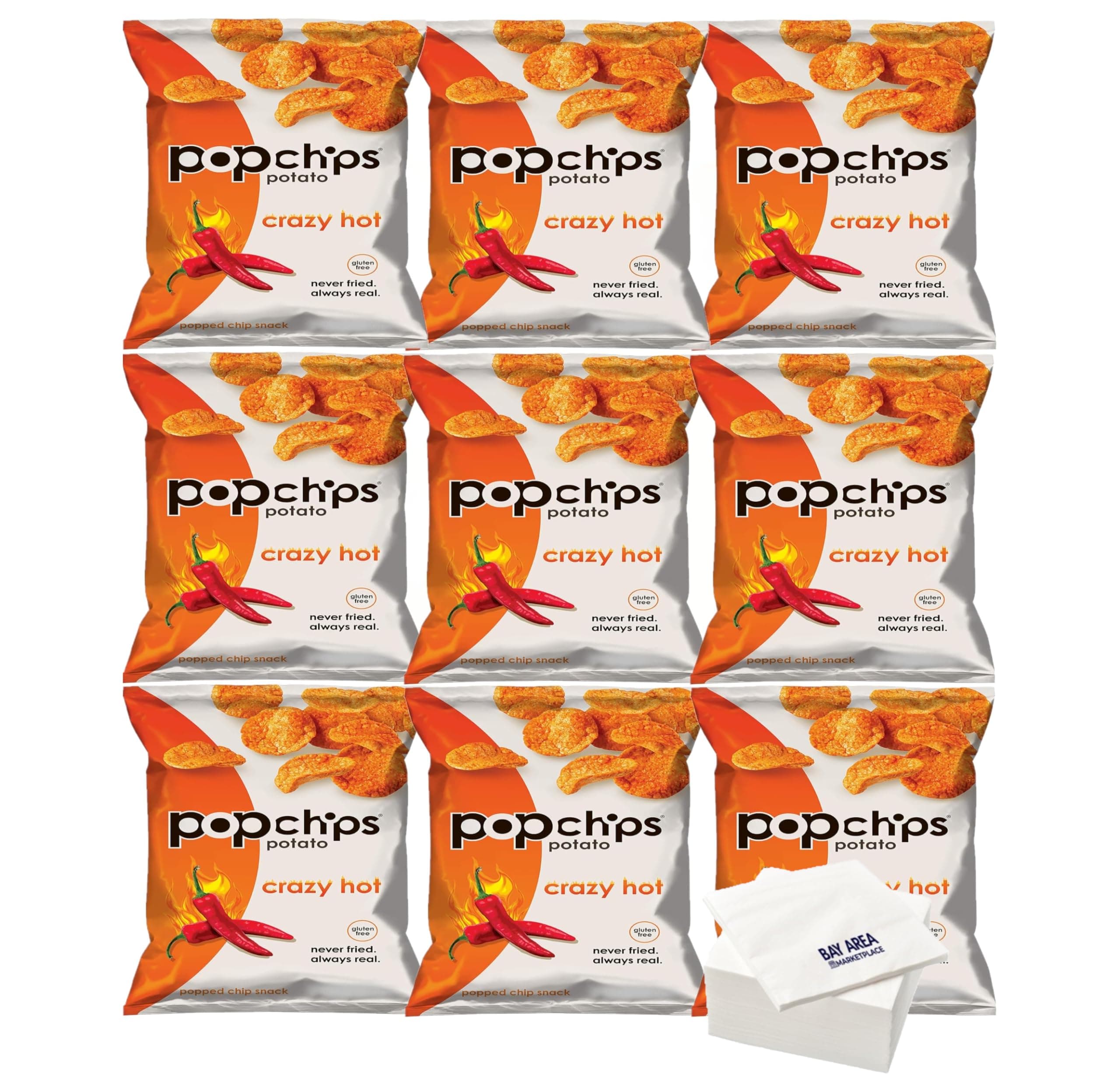 Pop Chips, Crazy Hot Potato Chips, 0.7 ounce bags, Pack of 8