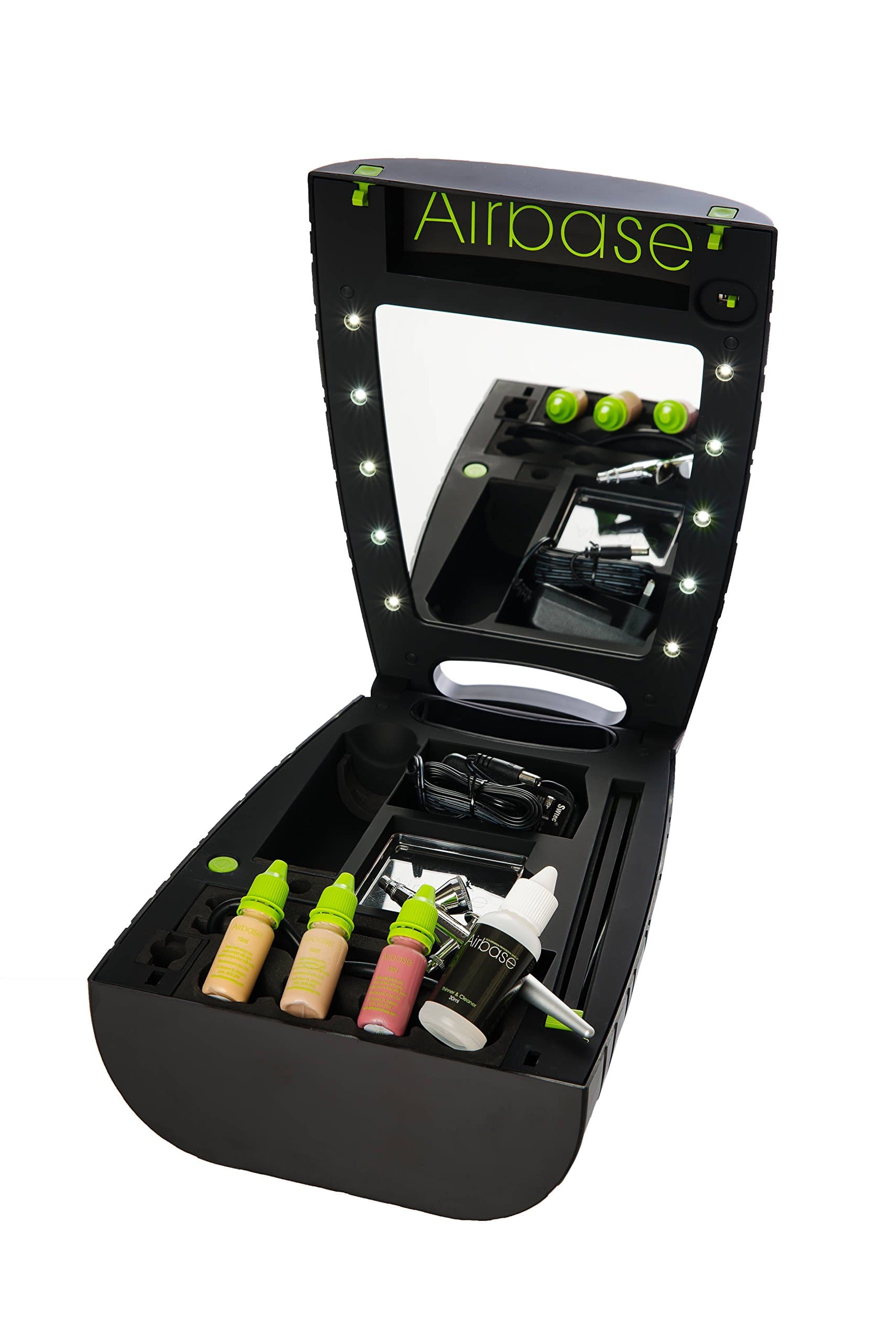 AirbaseMake-Up: High Definition Airbrush Make-Up System - Includes Airbrush, Foundation, Blush, Bronzer, Thinner & Cleaner - Presented in a Portable Vanity Unit (Light)