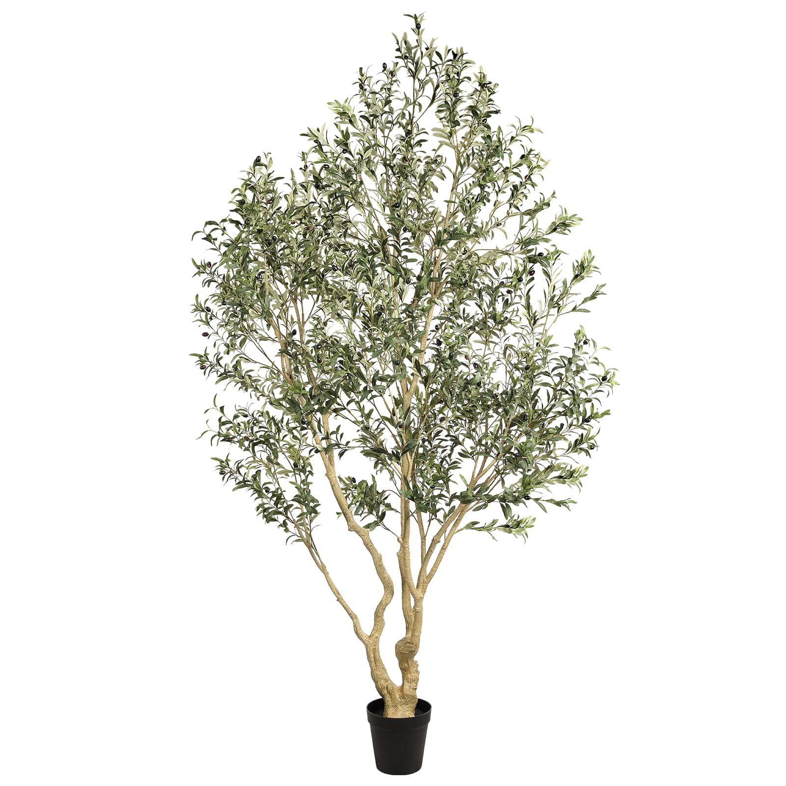 Realead Artificial Olive Tree 9ft - Large Faux Olive Tree with Realistic Leaves and Olives - Full and Grand Design Fake Olive Tree with Sturdy Base for Indoor Outdoor Office Decor