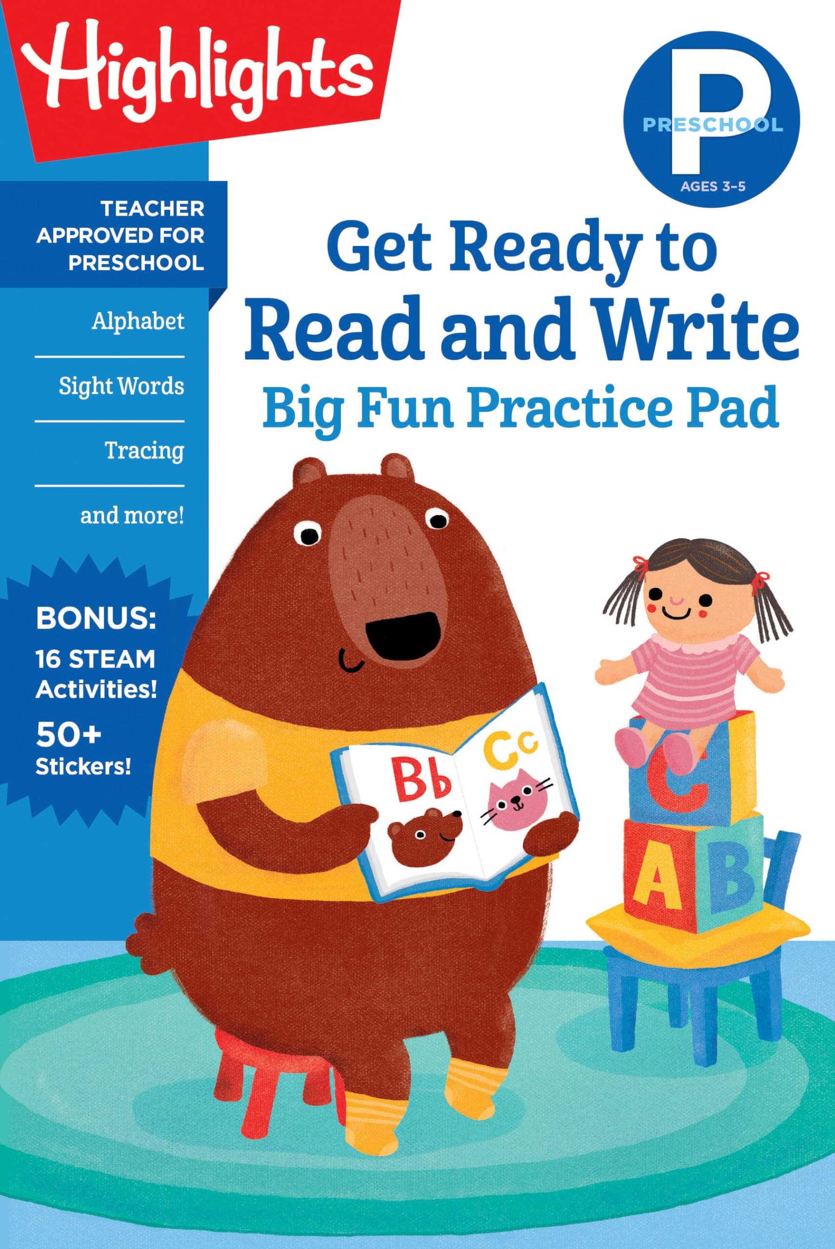 Preschool Get Ready to Read and Write Big Fun Practice Pad (Highlights Big Fun Practice Pads) Paperback – Sticker Book, April 7, 2020