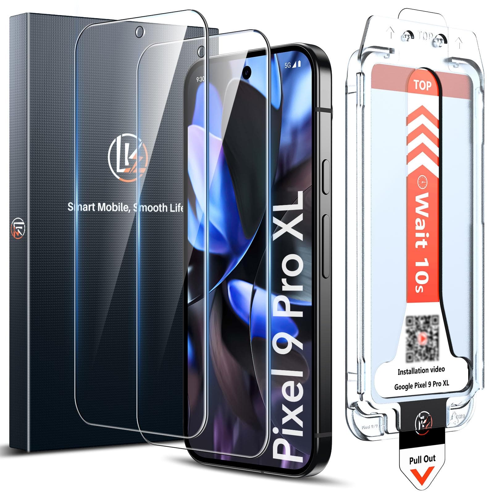 LK 2 Pack for Google Pixel 10 Pro XL/9 Pro XL Screen Protector Tempered Glass [Auto Dust-Elimination] -Easy Installation with Auto Alignment, Bubble-Free, Fingerprint Support, 6.8 inch