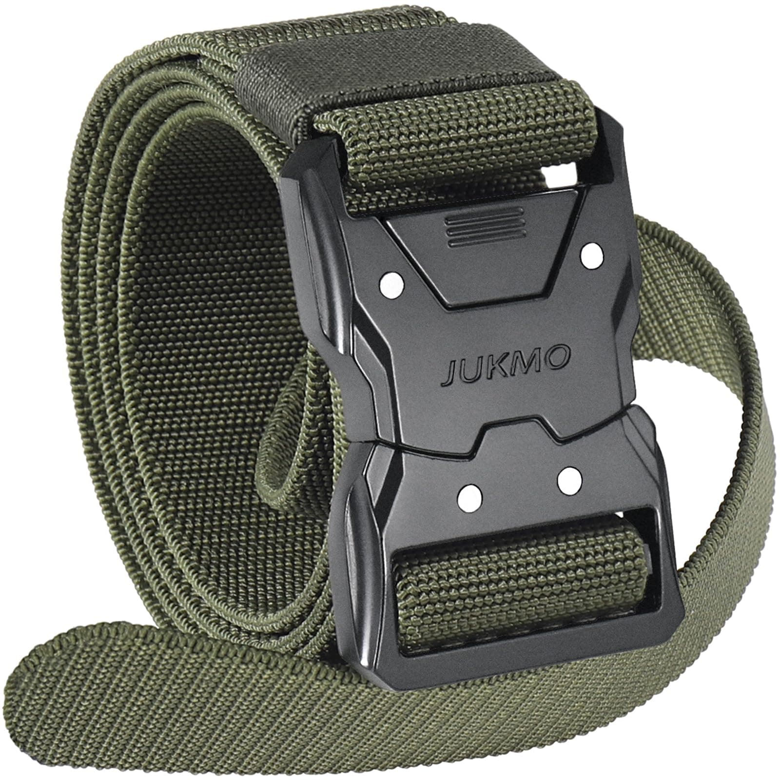 JUKMO Quick Release Tactical Belt, Military Work 1.5' Nylon Web Hiking Belt with Heavy Duty Seatbelt Buckle