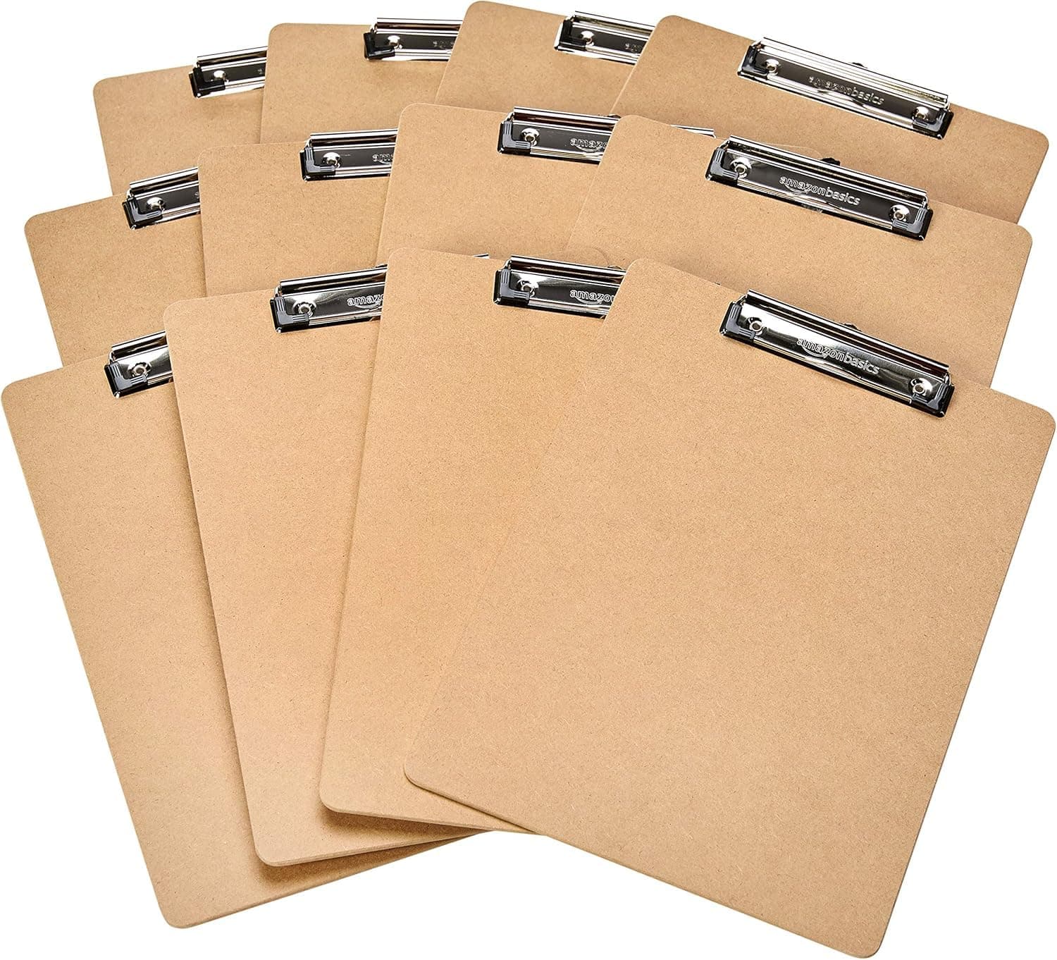Amazon Basics Hardboard Clipboard - 12-Pack, Brown