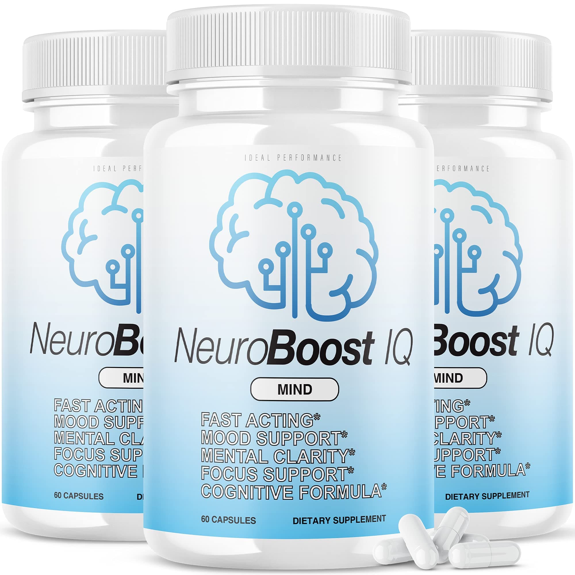 IDEAL PERFORMANCE(3 Pack) Neuro Boost IQ Supplement Brain Pills Mind Ben Carson Neurobooster Neuroboostiq (180 Capsules)