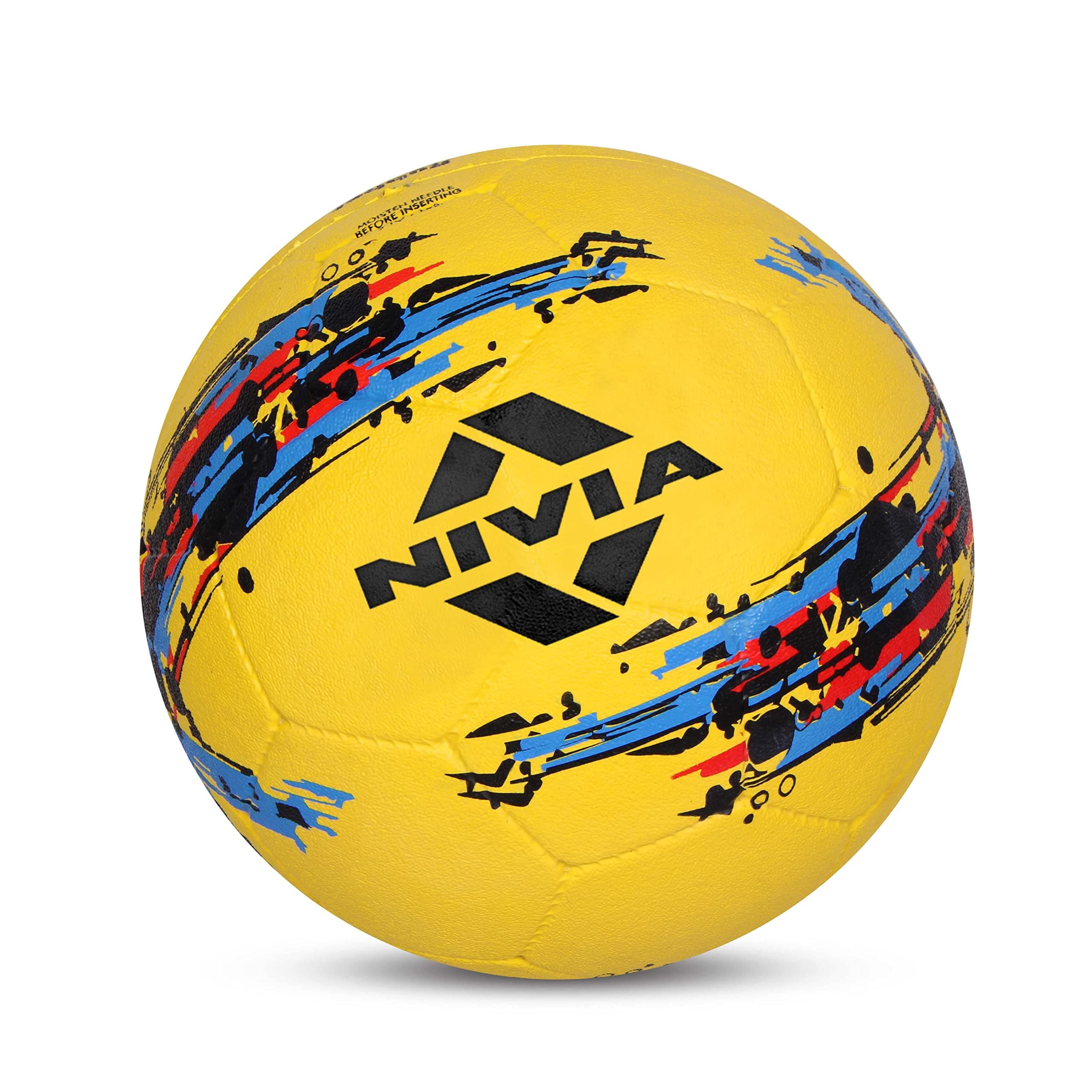 Nivia Storm Football, As Per Basic Standard, Training Ball, 32 Panels, Durable Rubber Cover Molded, Butyl Threadwounded Bladder, to Play On Hard Ground (Size - 5, Yellow)