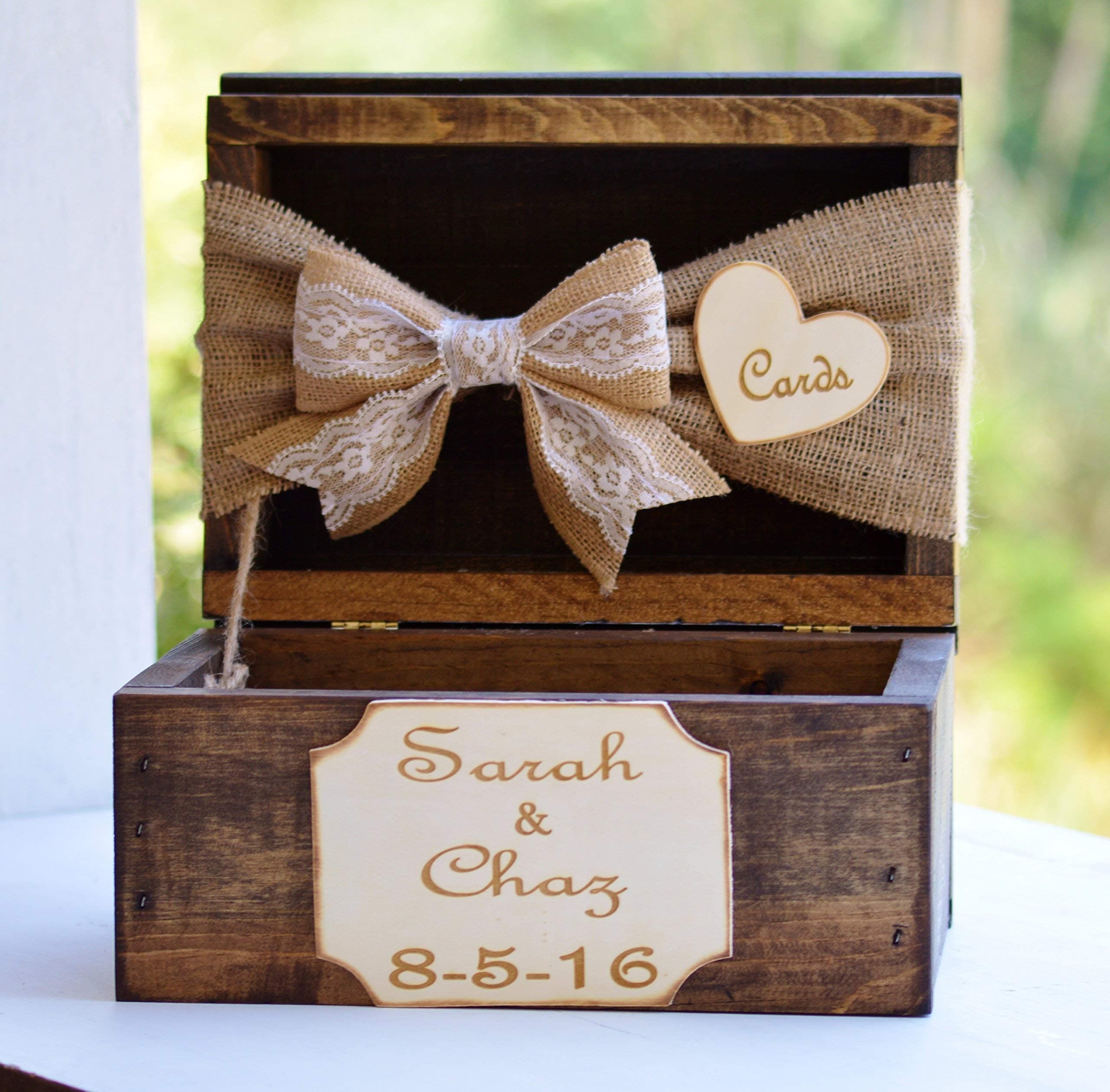 Rustic Wedding Card Box Burlap Wedding Card Holder Reception Decor Bridal Keepsake Trunk Baby Shower Decor