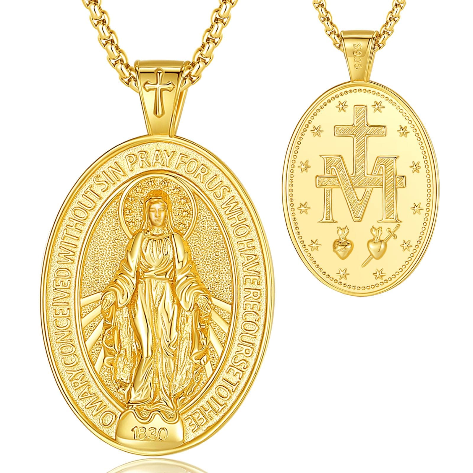 EUDORA 925 Sterling Silver St Christopher/St Benedict/St Michael/Virgin Mary/San Judas Tadeo/Good Shepherd Cross/Archangel Necklace Medal Pendant Protection Religious Amulet Jewelry For Men Women