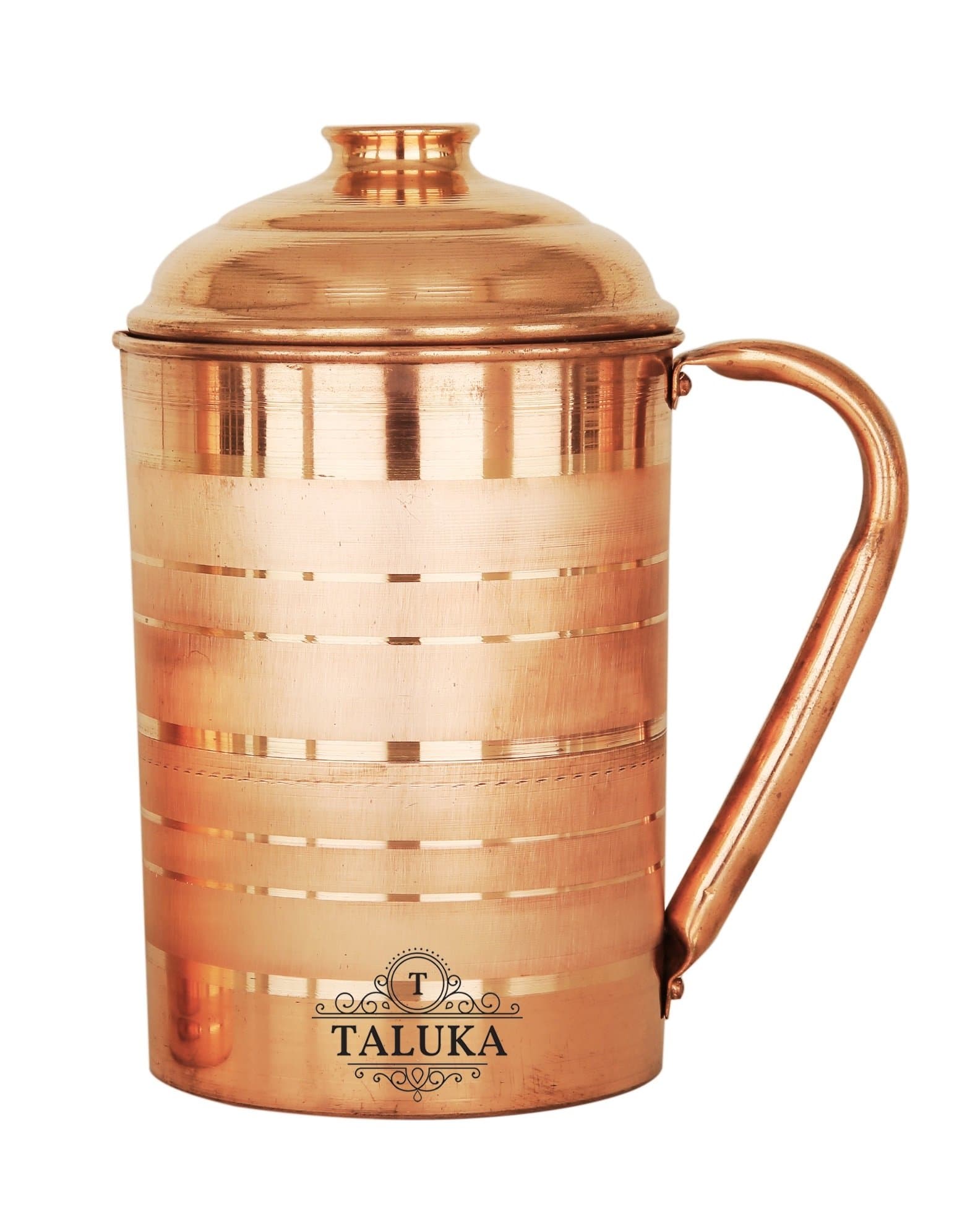 Taluka Handmade Copper Jug Pitcher, 1700 Ml, Brown