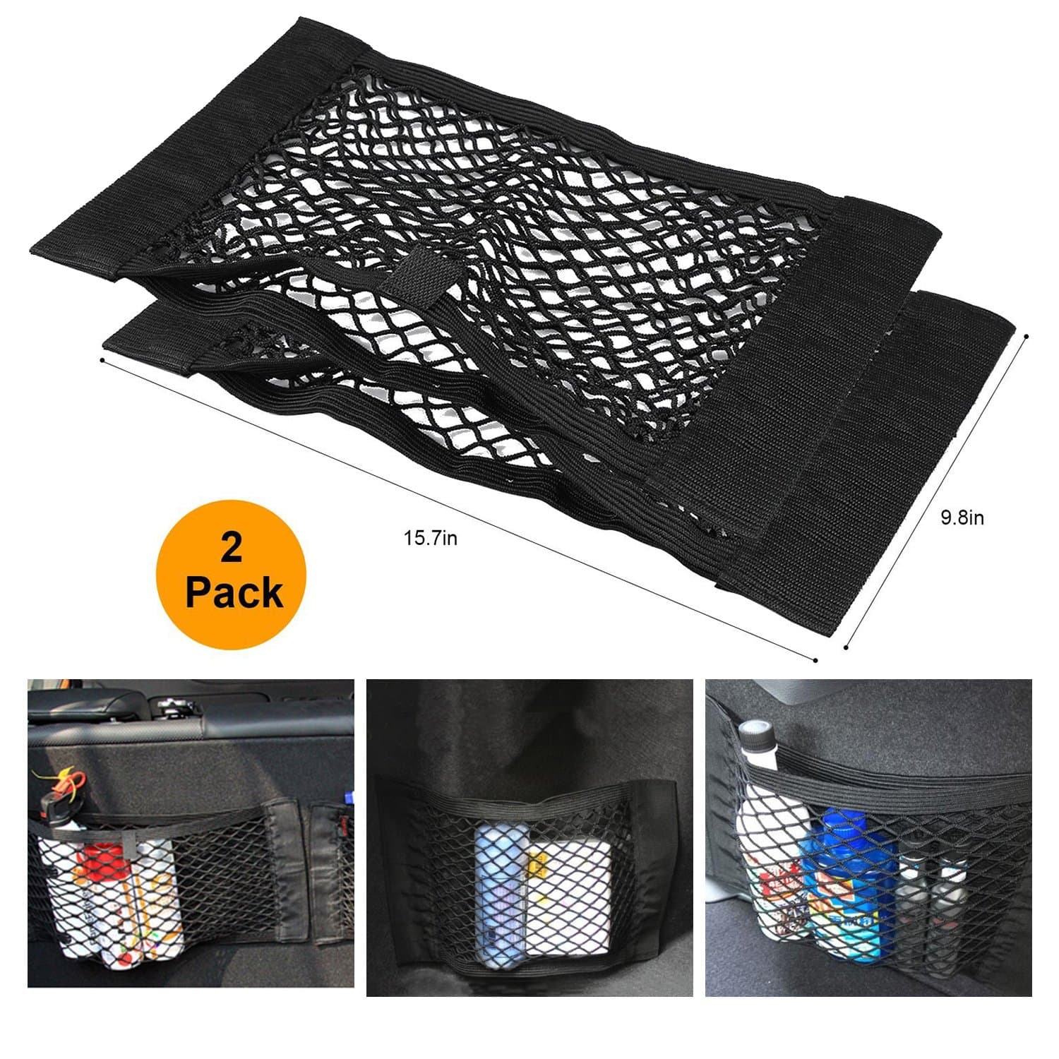 CDCDG GW Black Magic Adhesive Storage Net, Elastic String Net, Mesh Storage Bag for Bottles, Food, Storage, Add-On Organisers for Car/Truck, Black