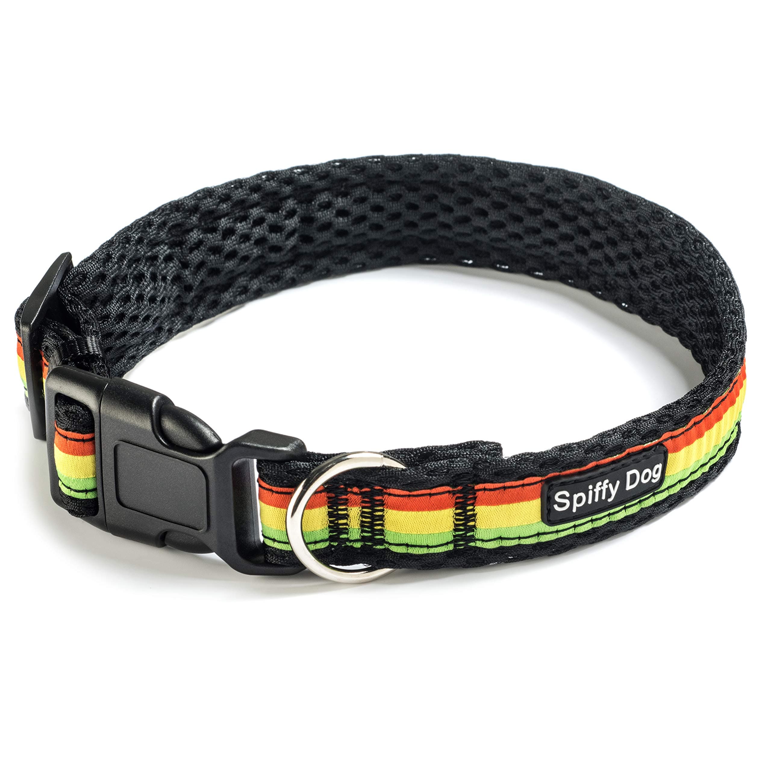 Quick Dry Comfortable Air Dog Collar(Black Rasta)(Medium) by Spiffy Dog
