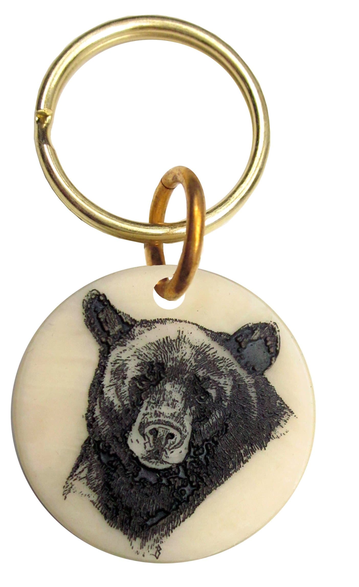 Montana Marble Etched Black Bear Keychain