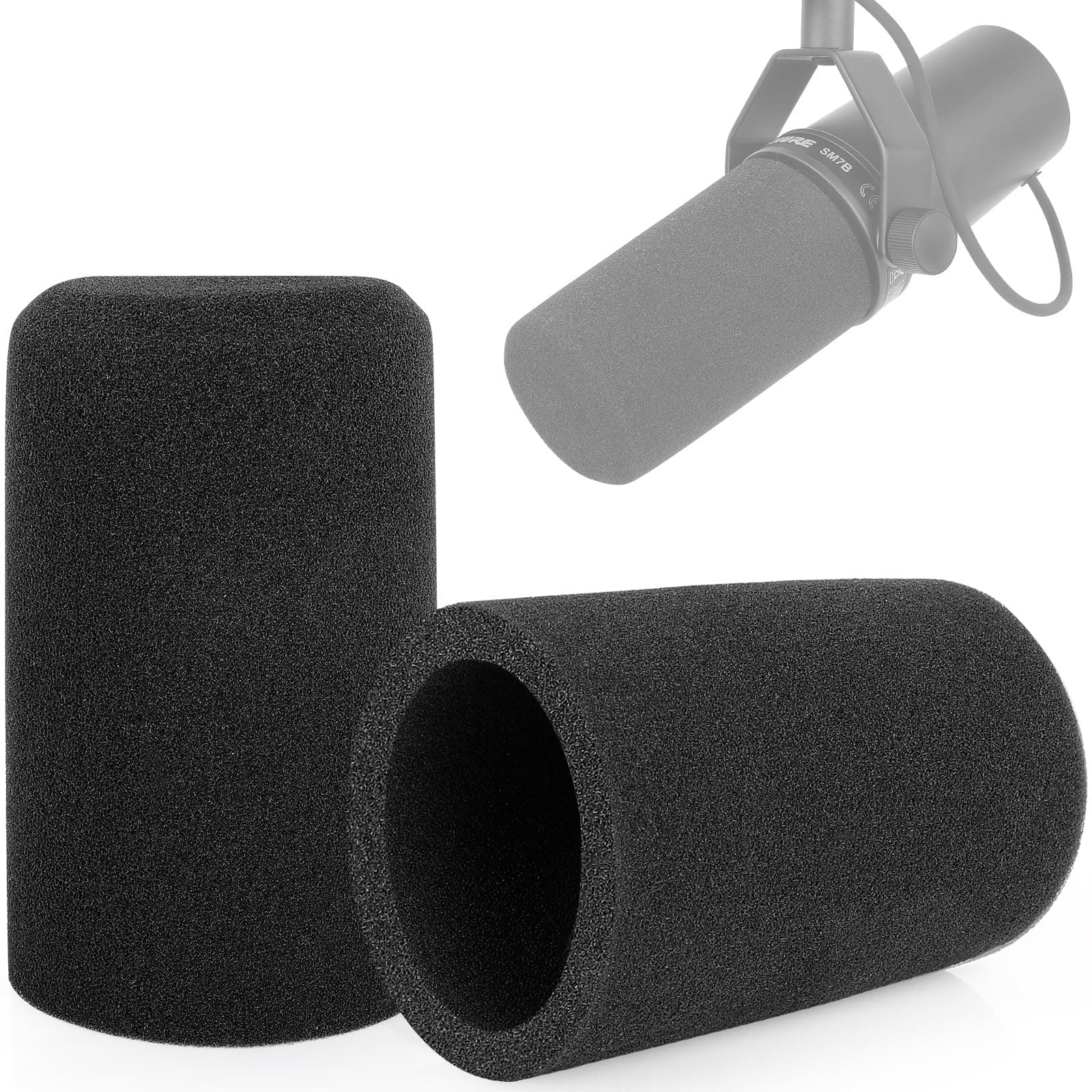 Windscreen for SM7B, 2Pack Microphone Pop Filter Foam Cover Compatible with Shure SM7B, Mic Cover Replacement for Noise Reduction By ChromLives, Black