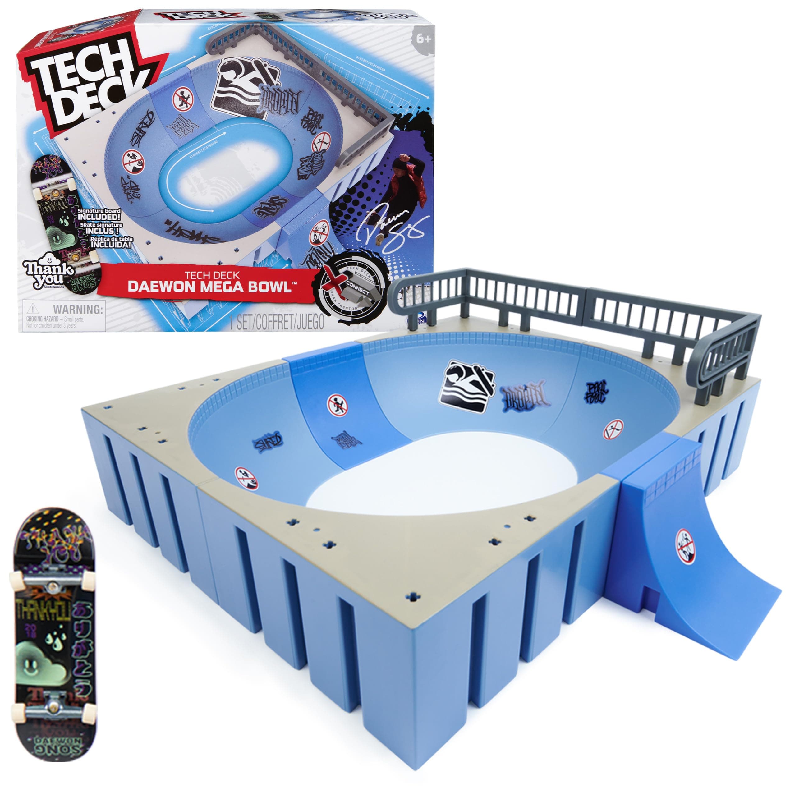 Daewon Mega Bowl, X-Connect Park Creator, Customizable and Buildable Ramp Set with Exclusive Fingerboard, Kids Toy for Ages 6 and up