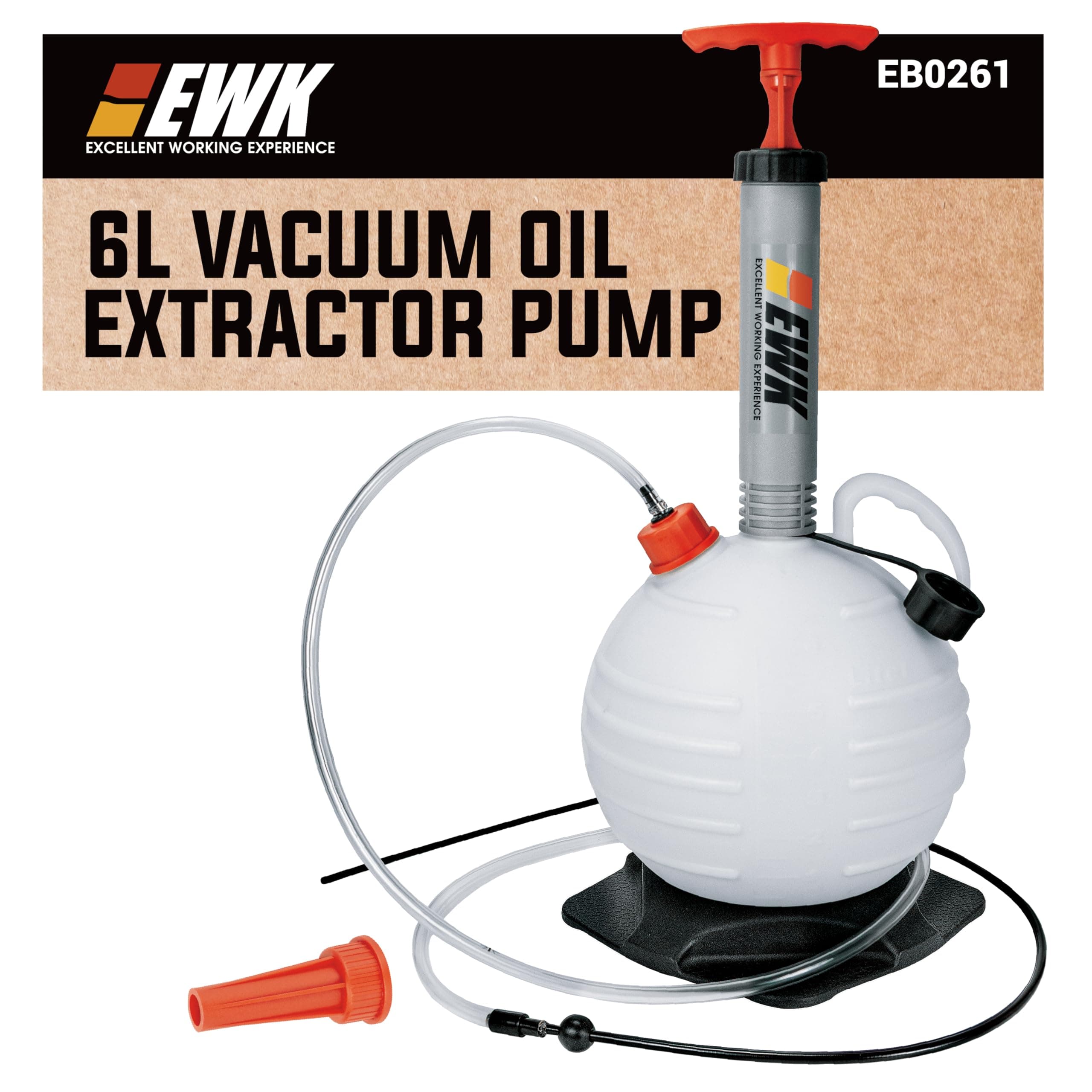 EWK 6L Vacuum Oil Extractor Pump, Portable Fluid Extractor Oil Change Pump for Automotive, Marine Boat, Jet Ski, Fast Oil Change & Quick Drain Fluid Transfer Pump