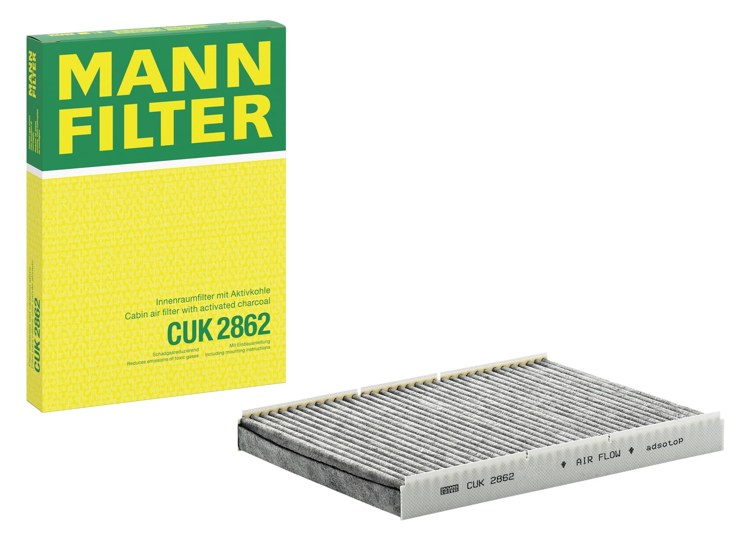 MANN-FILTER CUK 2862 Cabin Air Filter - Pollen Filter with Activated Carbon - for Cars + Transporters
