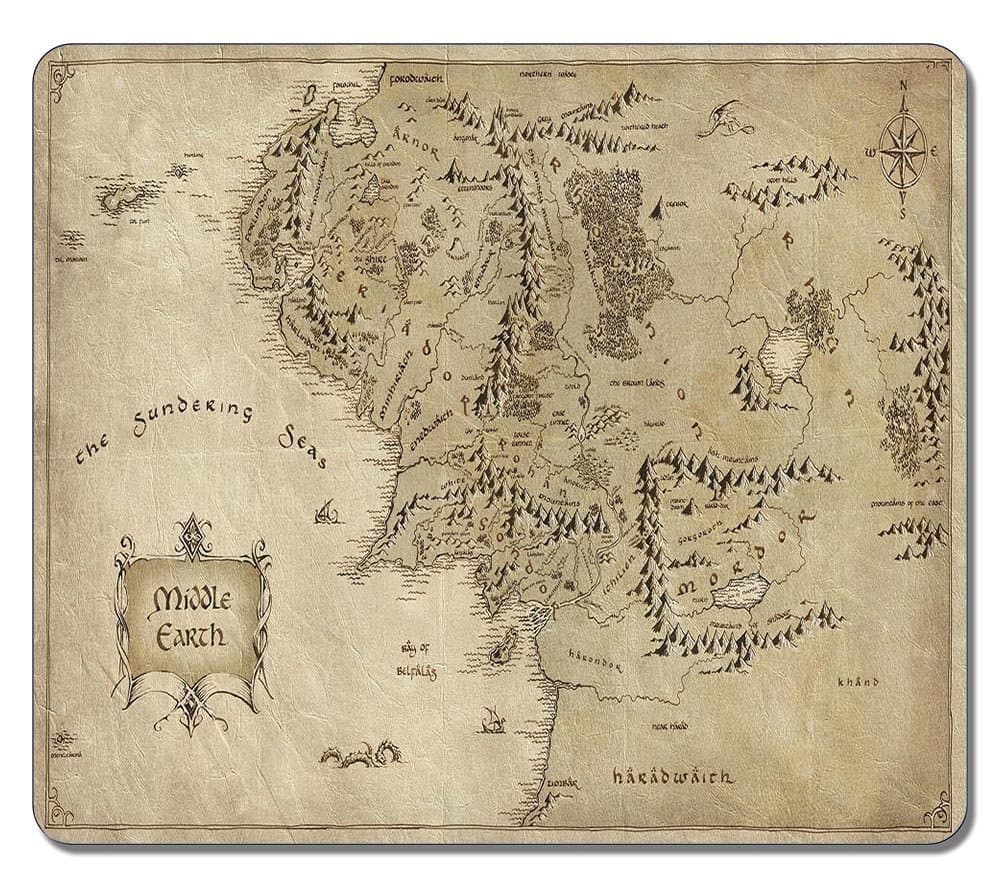 Customized Fashion Style Textured Surface Water Resistent Mousepad Middle Earth Map The Lord Of The Rings Non-Slip Best Large Gaming Mouse Pads