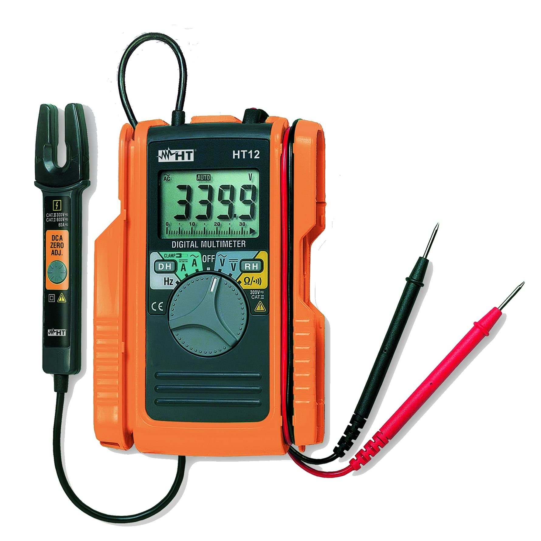 HTinstrument Digital Multimeter with Gabelstromzange 60A AC/DC HT12