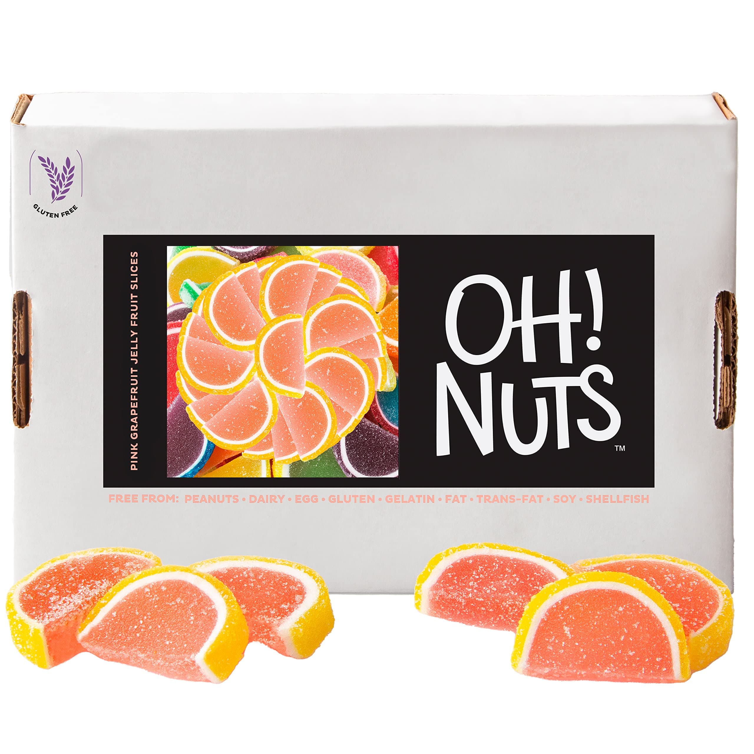 Oh! Nuts Grapefruit Jelly Fruit Slices Sugar Candy - 5 LB Bulk Bag - Traditional Old Fashioned Chewy Gummy Sweet Confectionery - Gluten-Free, Kosher Certified Pareve (150 CT)