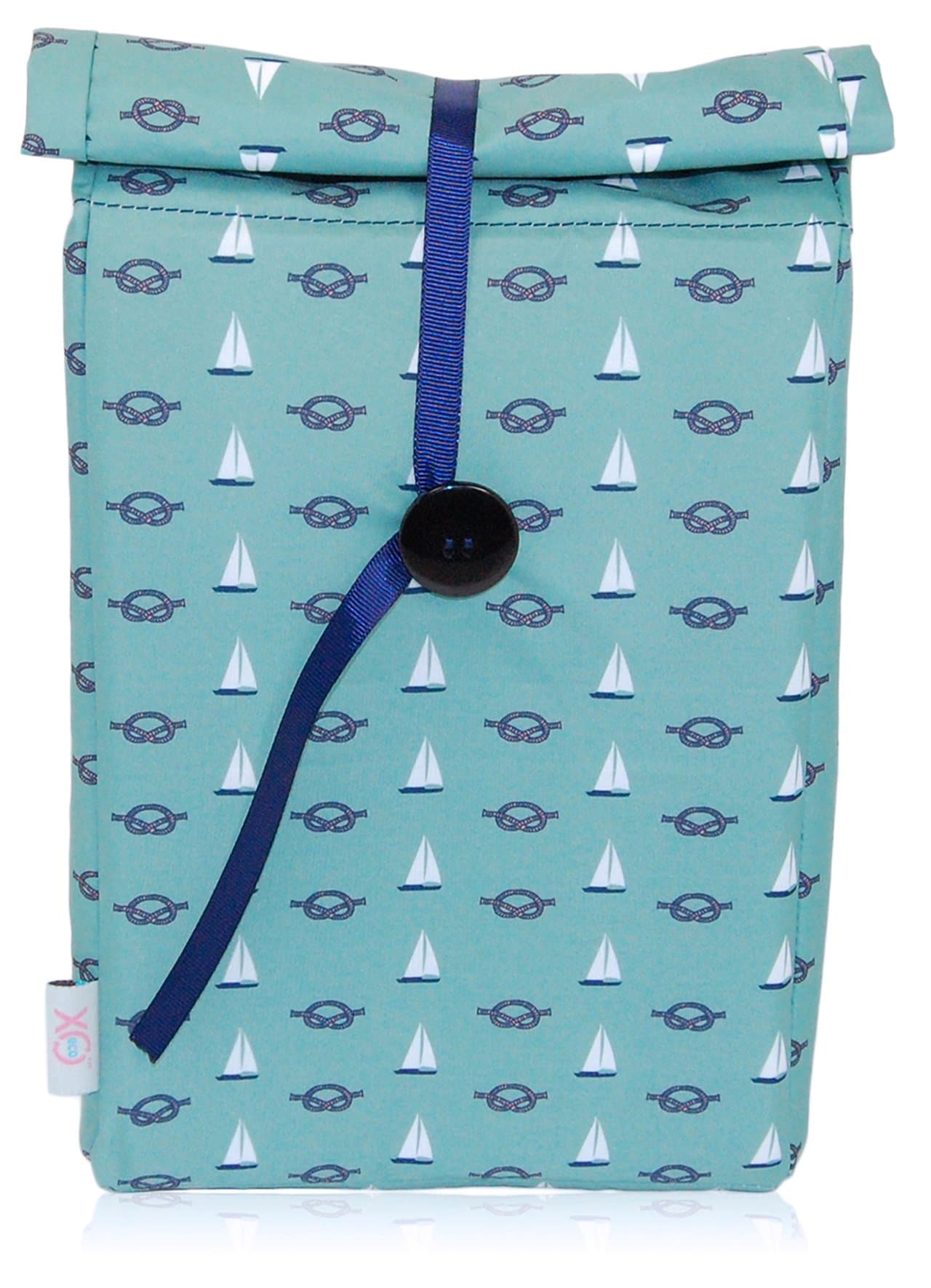 BlueAvocado-XO(ECO) Button Bag, Green Nautical