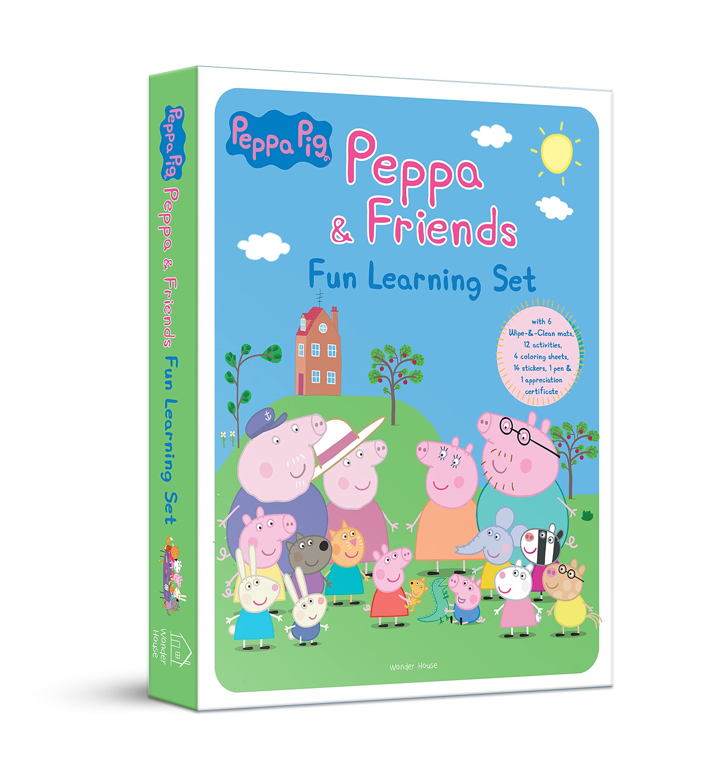 Peppa Pig - Peppa And Friends : Fun Learning Set (With Wipe And Clean Mats, Coloring Sheets, Stickers, Appreciation Certificate And Pen) Loose Leaf – 18 March 2021