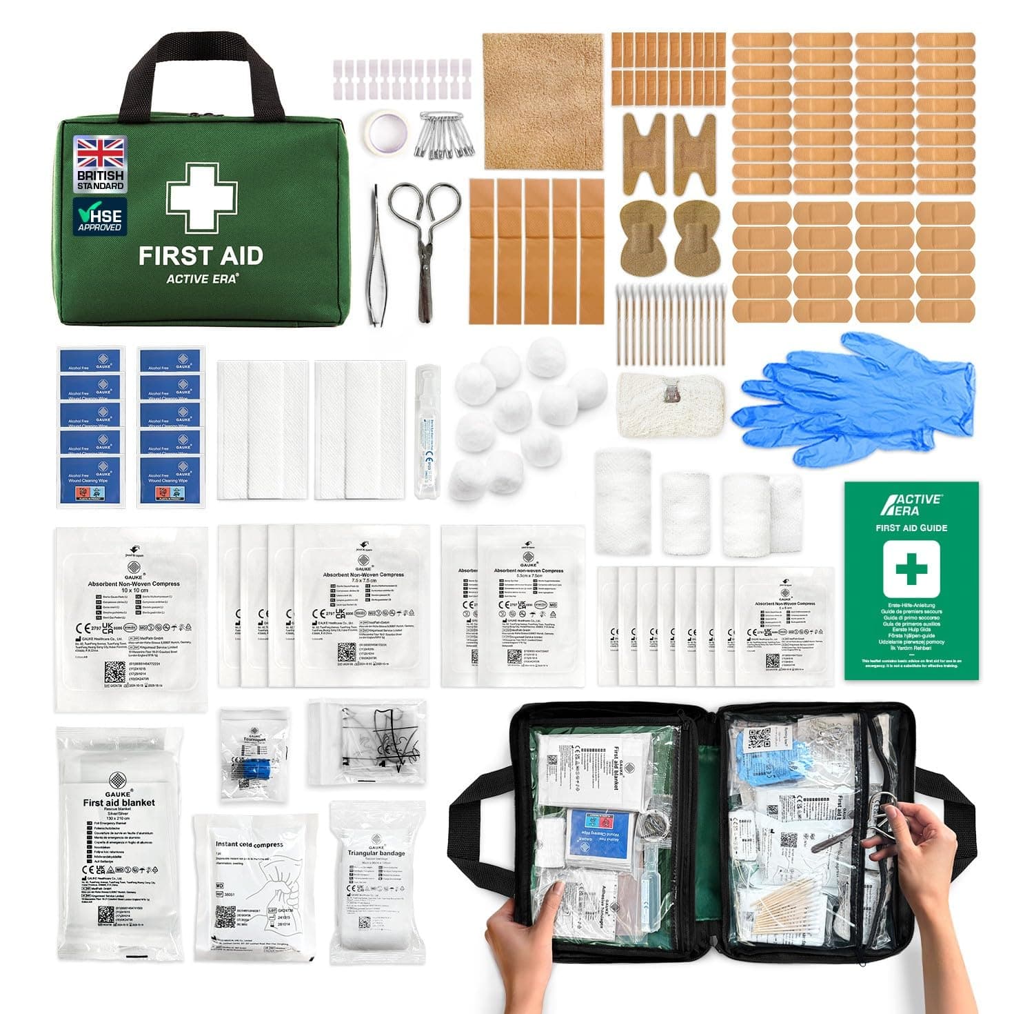 180 Piece Premium First Aid Kit Bag - Includes Eyewash, 2 x Cold (Ice) Packs and Emergency Car Blanket for Home, Office, Caravan, Workplace, Travel