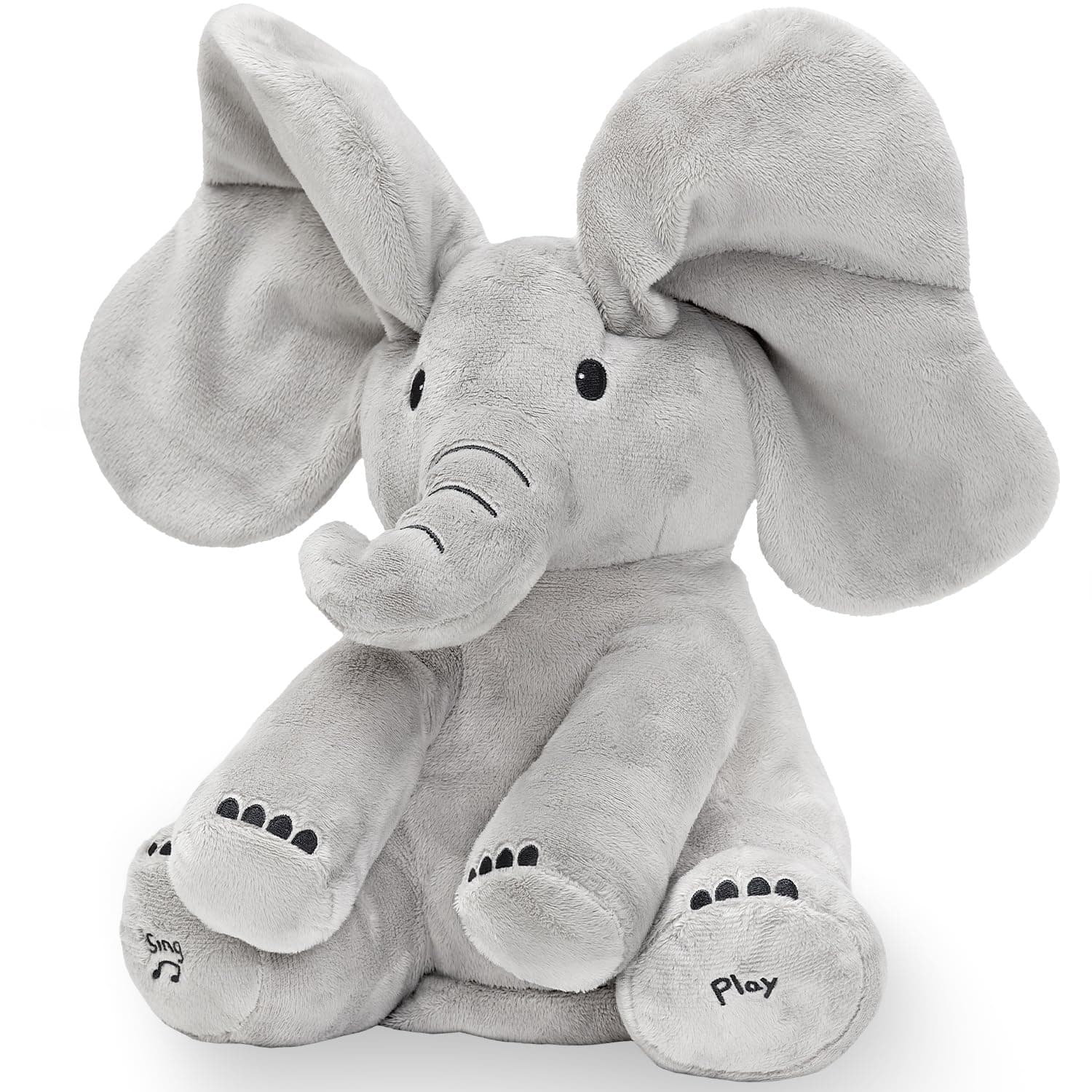 Peek a Boo Elephant Toy - Interactive Singing Elephant Teddy With Flapping Ears - For Newborn Baby Boys or Girls - Soft Peekaboo Toy For Babies 0-12 Months +