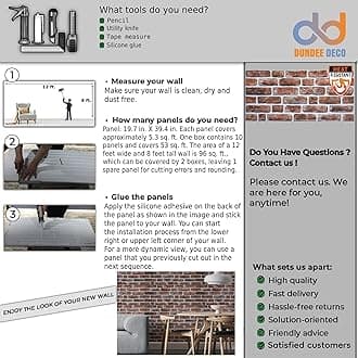 Dundee Deco 3D Wall Panels Faux Brick - Cladding, Mahogany Stone Look Wall Paneling, Styrofoam Facing for Living Room, Kitchen, Bathroom, Balcony, Bedroom, Set of 5, Covers 27 sq ft